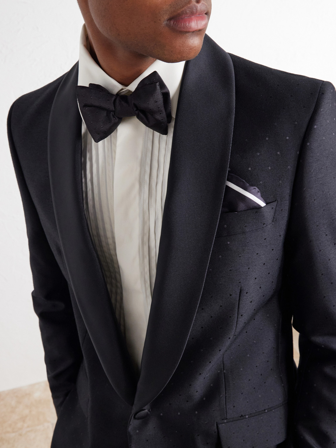 Polka-Dots Wool And Silk-Blend Tuxedo Jacket