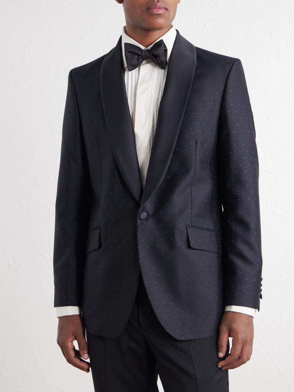 Polka-Dots Wool And Silk-Blend Tuxedo Jacket