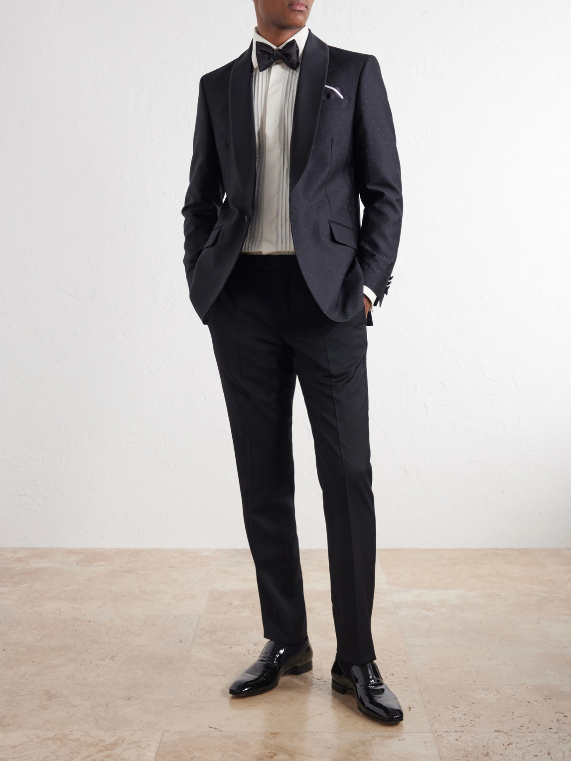 Polka-Dots Wool And Silk-Blend Tuxedo Jacket