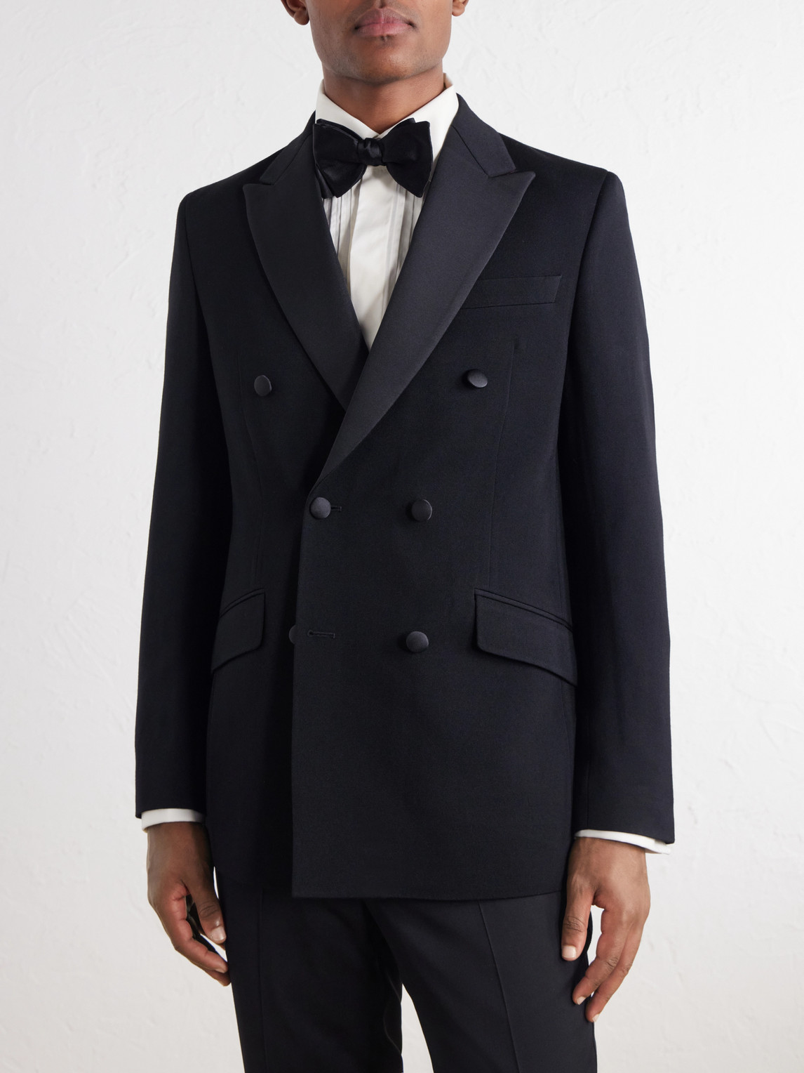 Grosgrain-Trimmed Double-Breasted Wool Tuxedo Jacket