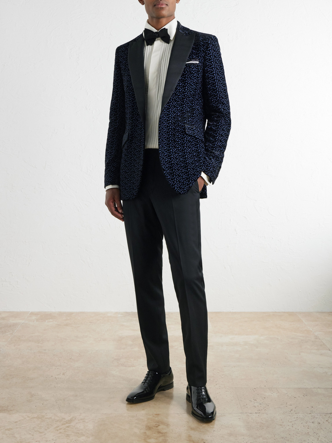 Nene Grosgrain-Trimmed Embroidered Velvet Tuxedo Jacket