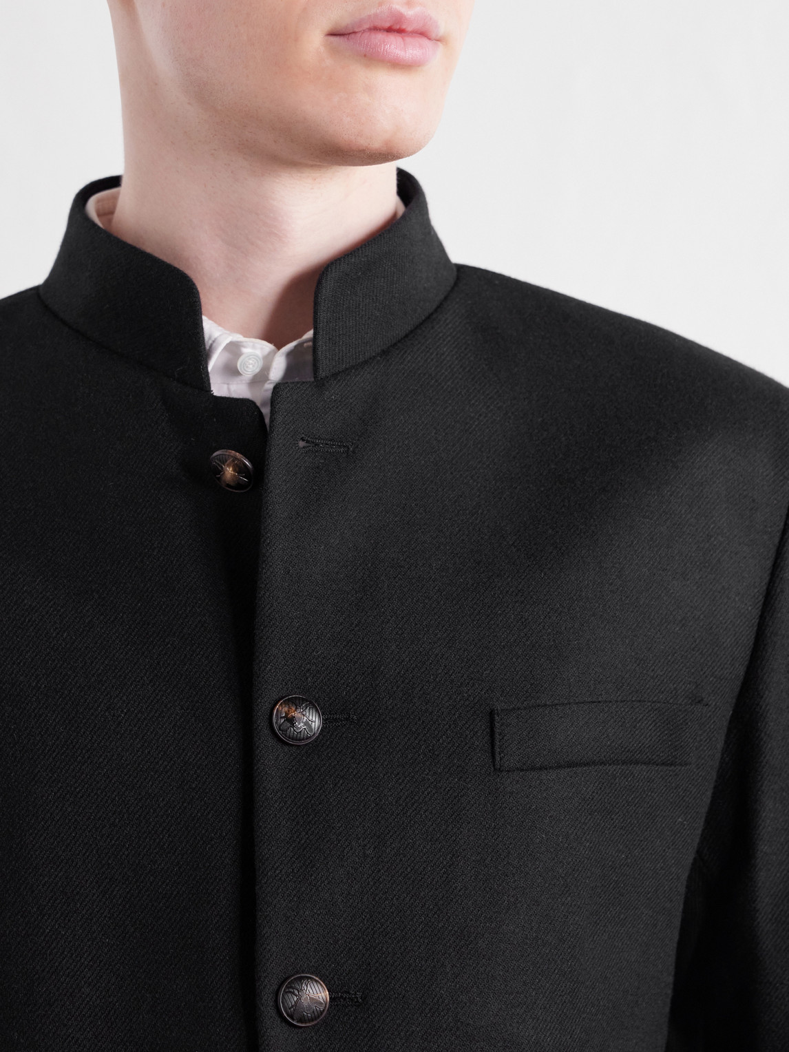 Nehru Recycled Cashmere-Twill Blazer