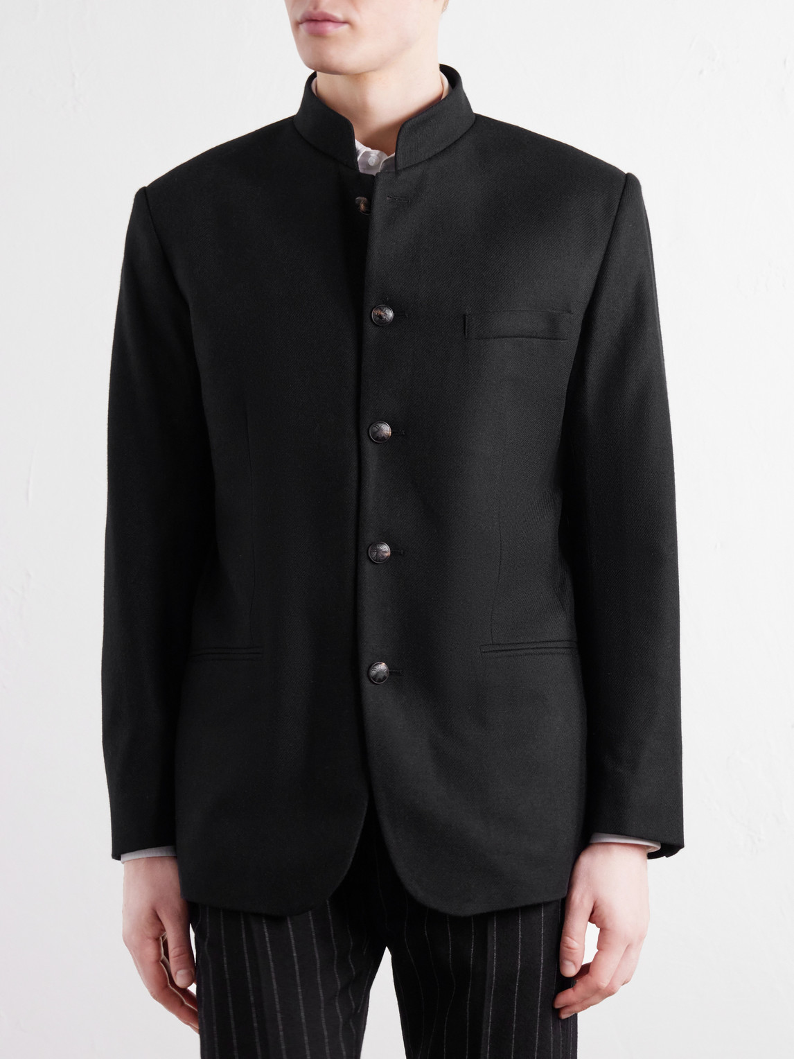 Nehru Recycled Cashmere-Twill Blazer