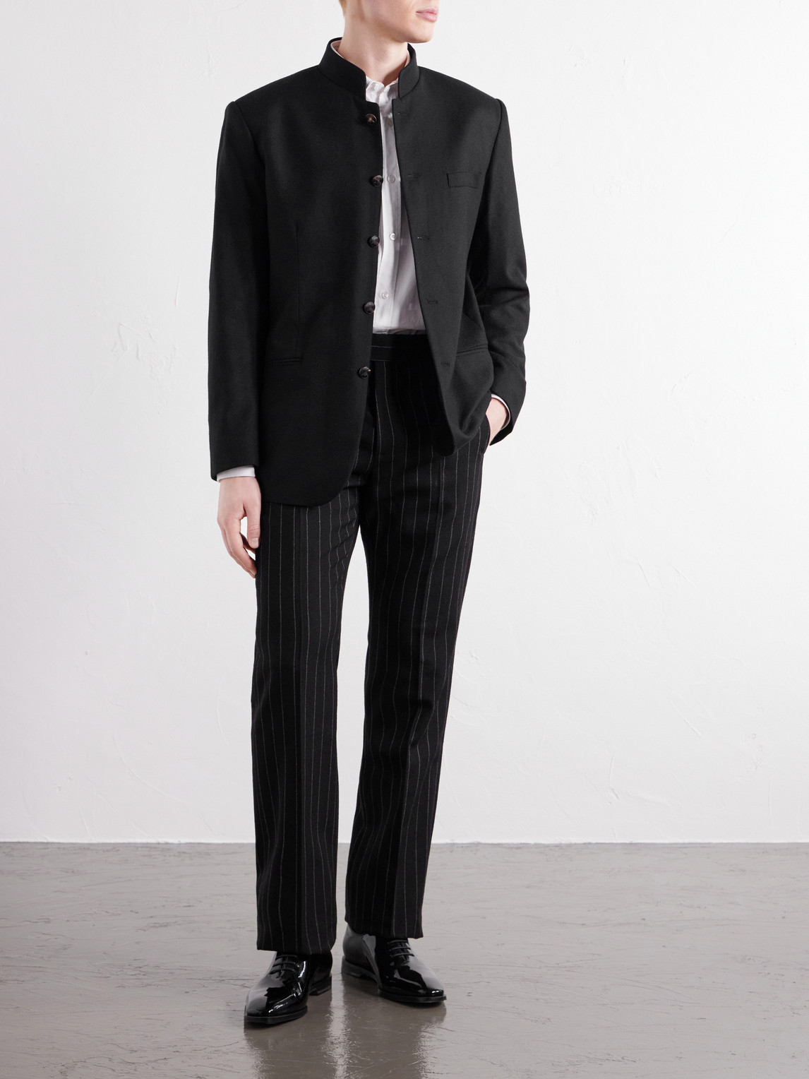 Nehru Recycled Cashmere-Twill Blazer