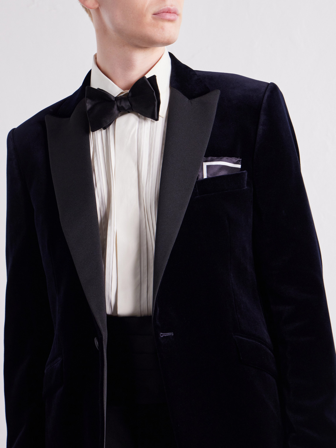 Grosgrain-Trimmed Cotton-Velvet Tuxedo Jacket