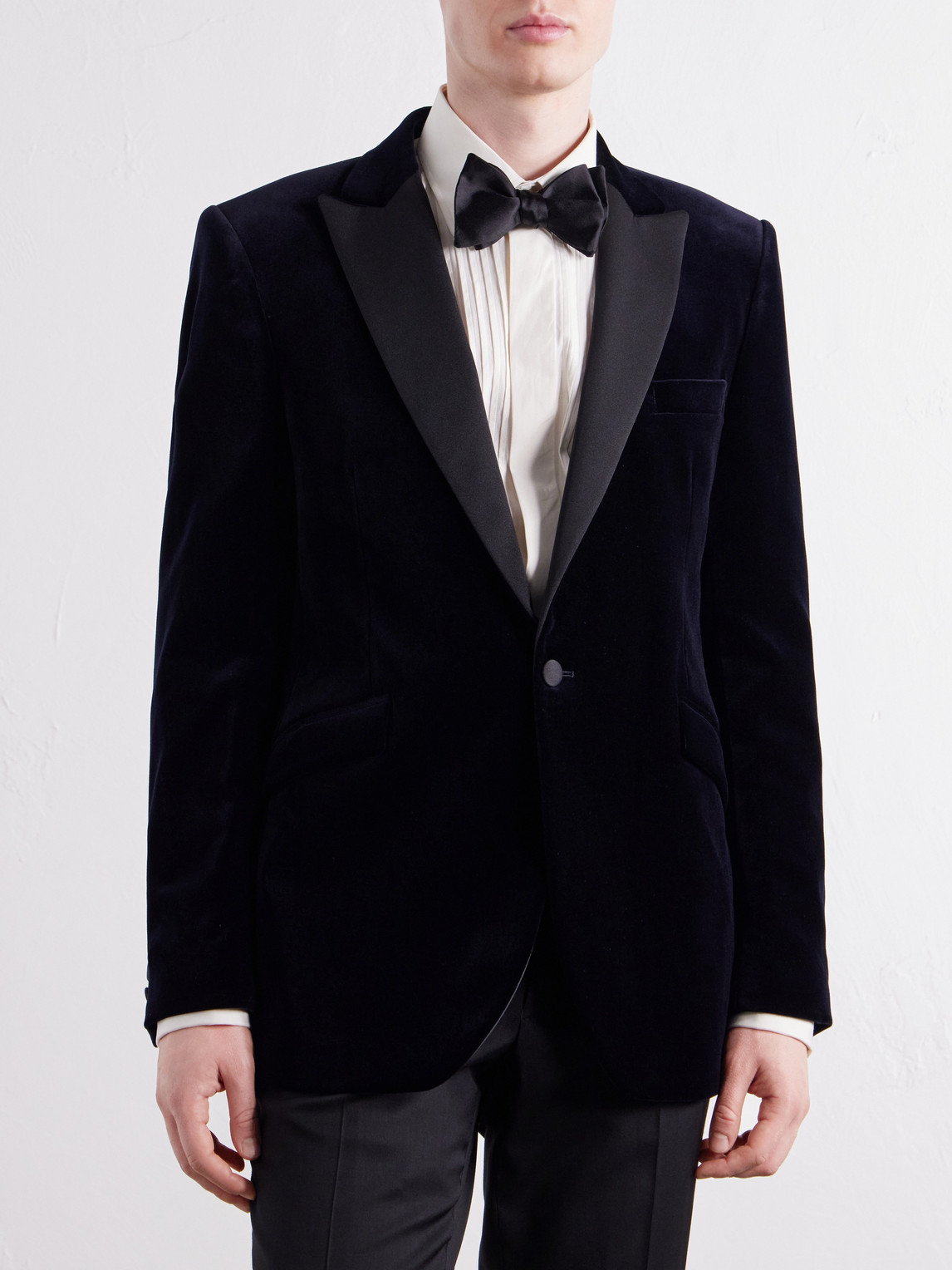 Grosgrain-Trimmed Cotton-Velvet Tuxedo Jacket