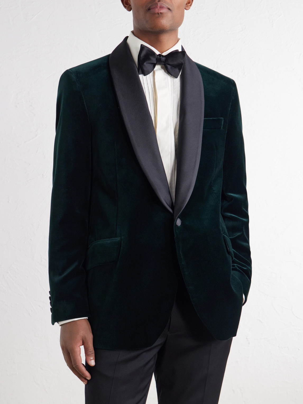 Satin-Trimmed Cotton-Velvet Tuxedo Jacket