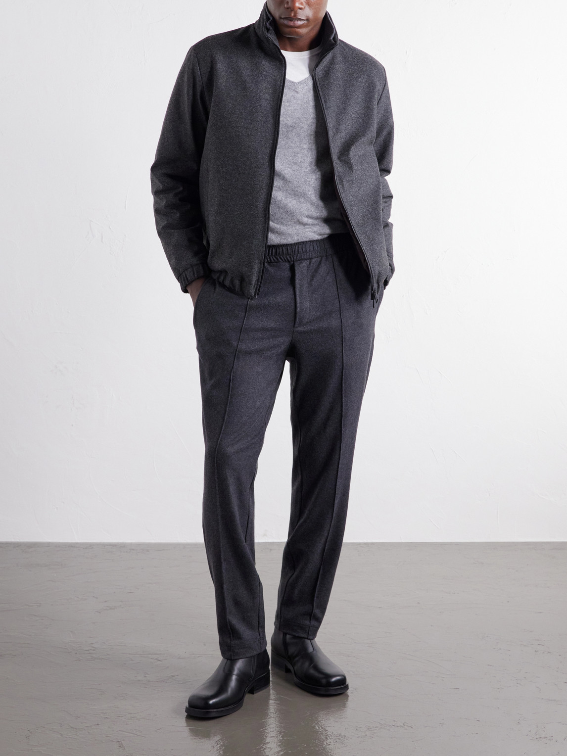 Straight-Leg Mélange Stretch-Flannel Sweatpants