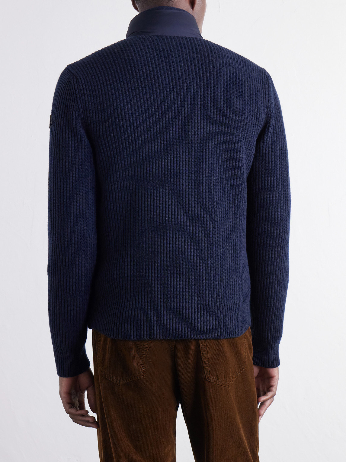 Ribbed Wool And Quilted Shell Down Jacket