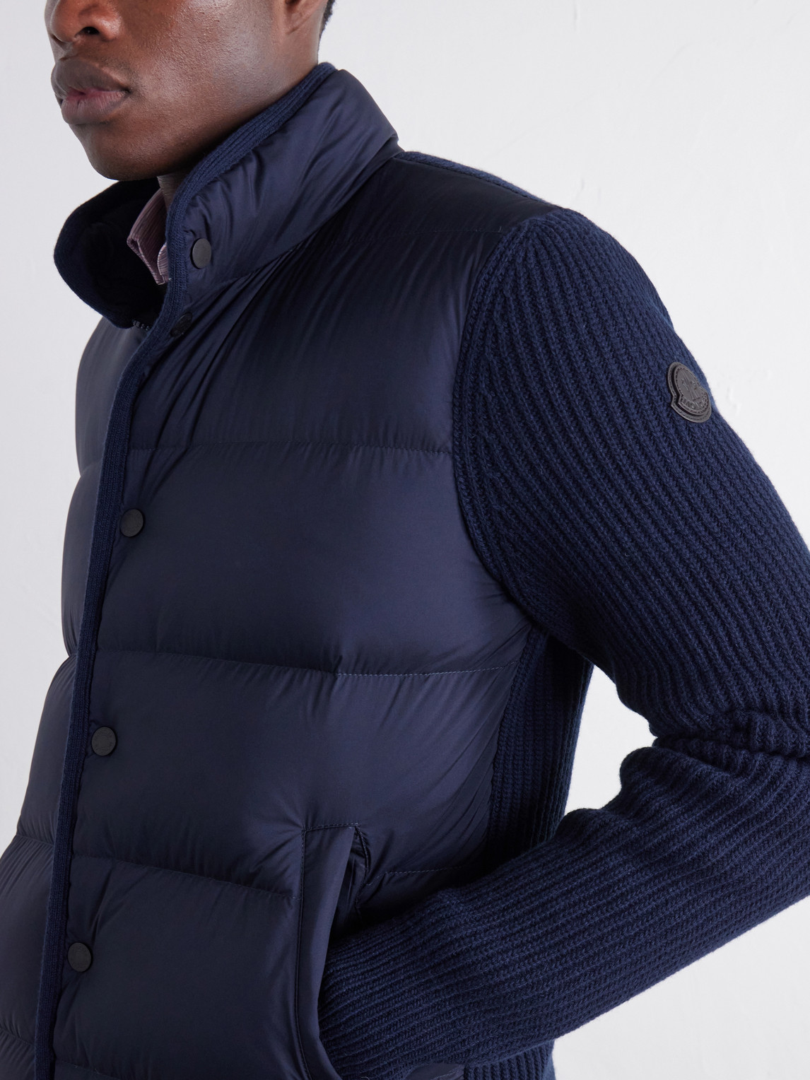 Ribbed Wool And Quilted Shell Down Jacket