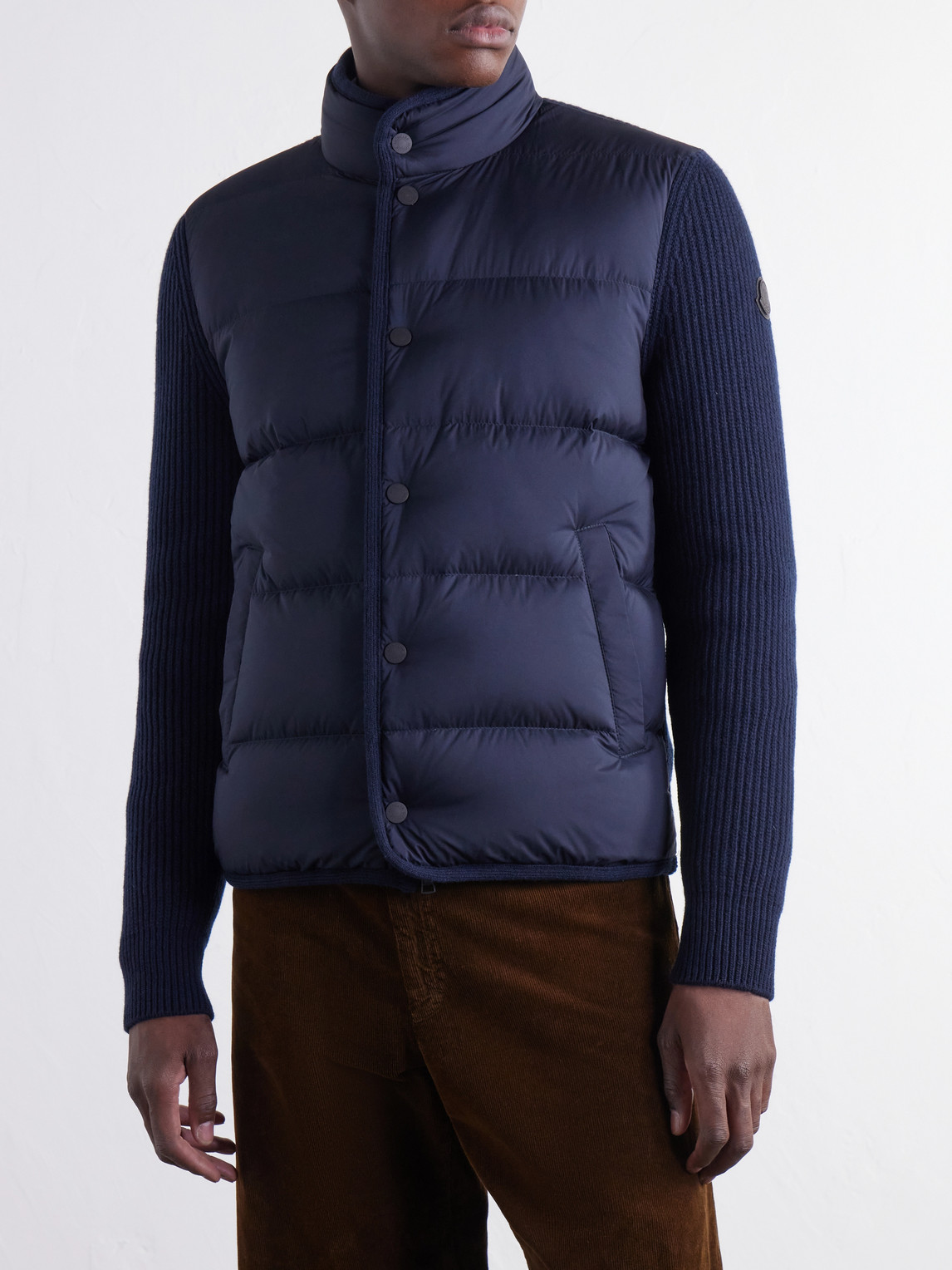 Ribbed Wool And Quilted Shell Down Jacket
