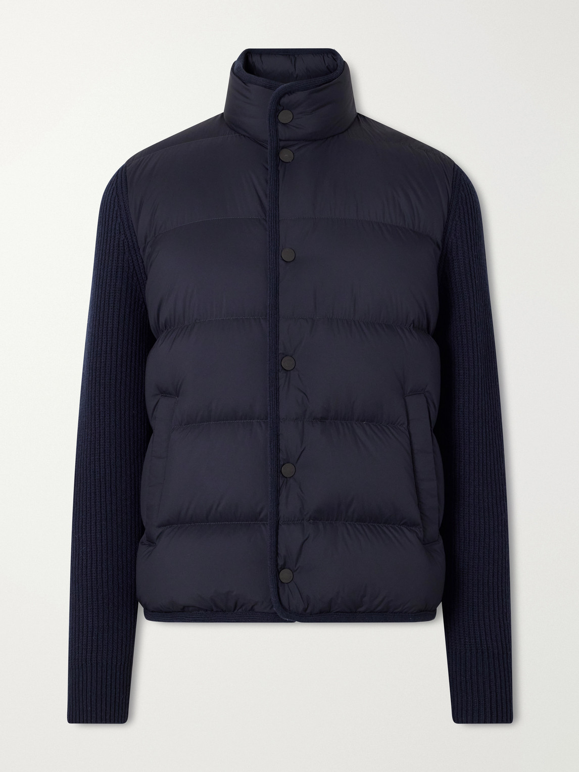 Ribbed Wool And Quilted Shell Down Jacket