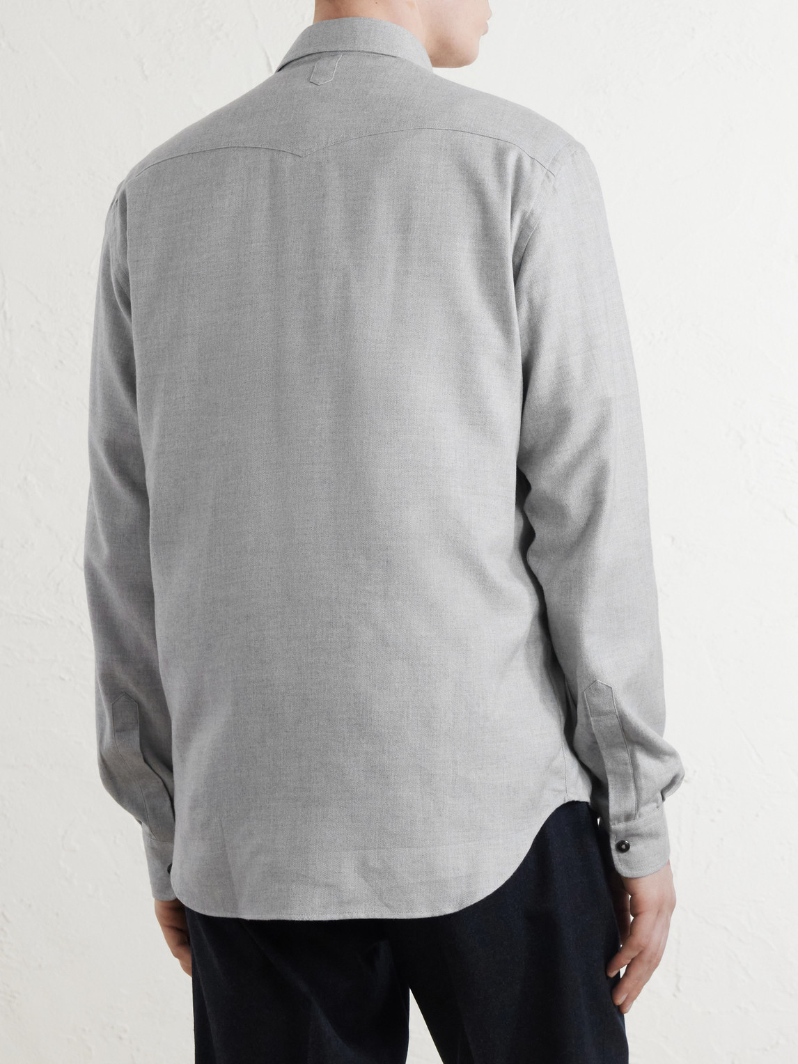 Lyocell And Cotton-Blend Herringbone Shirt