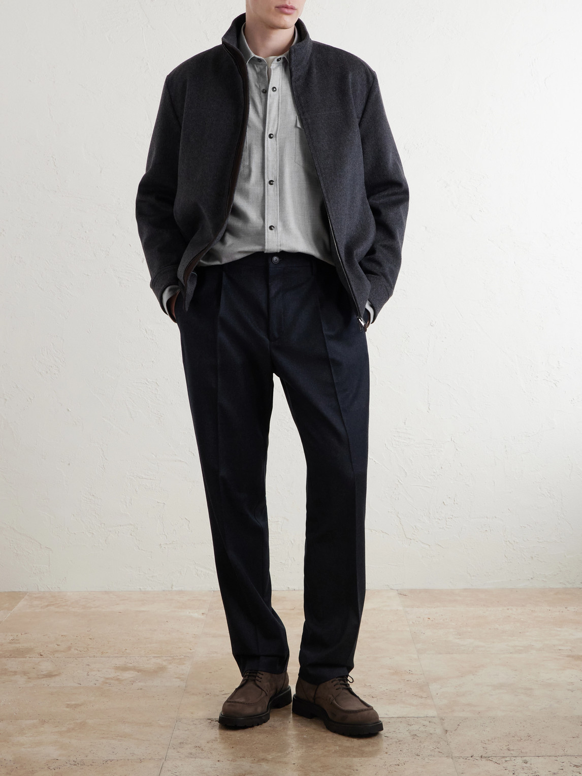 Lyocell And Cotton-Blend Herringbone Shirt