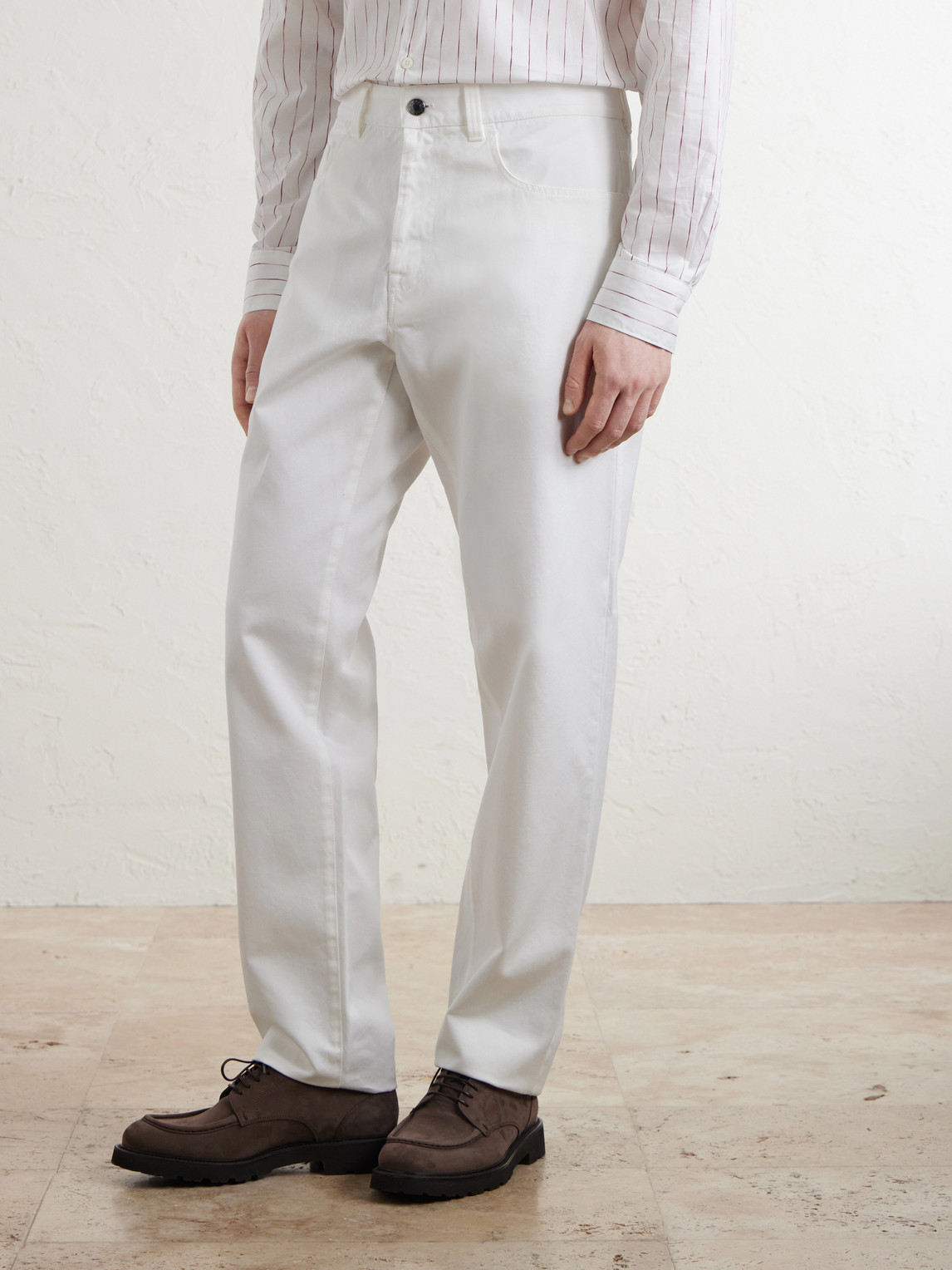 Straight-Leg Cotton-Twill Trousers