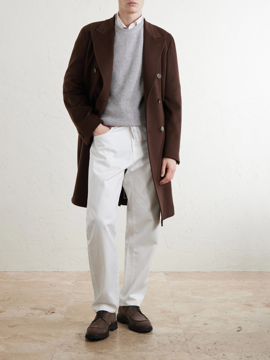 Straight-Leg Cotton-Twill Trousers