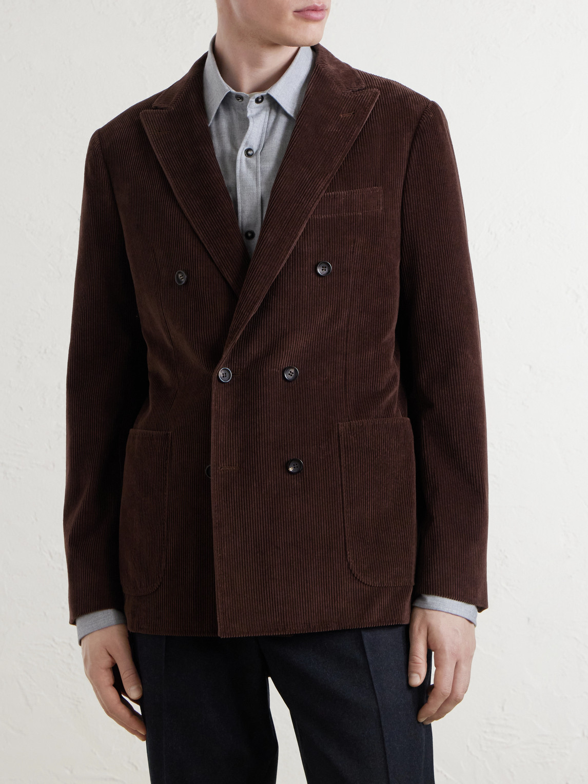 Double-Breasted Cotton-Corduroy Suit