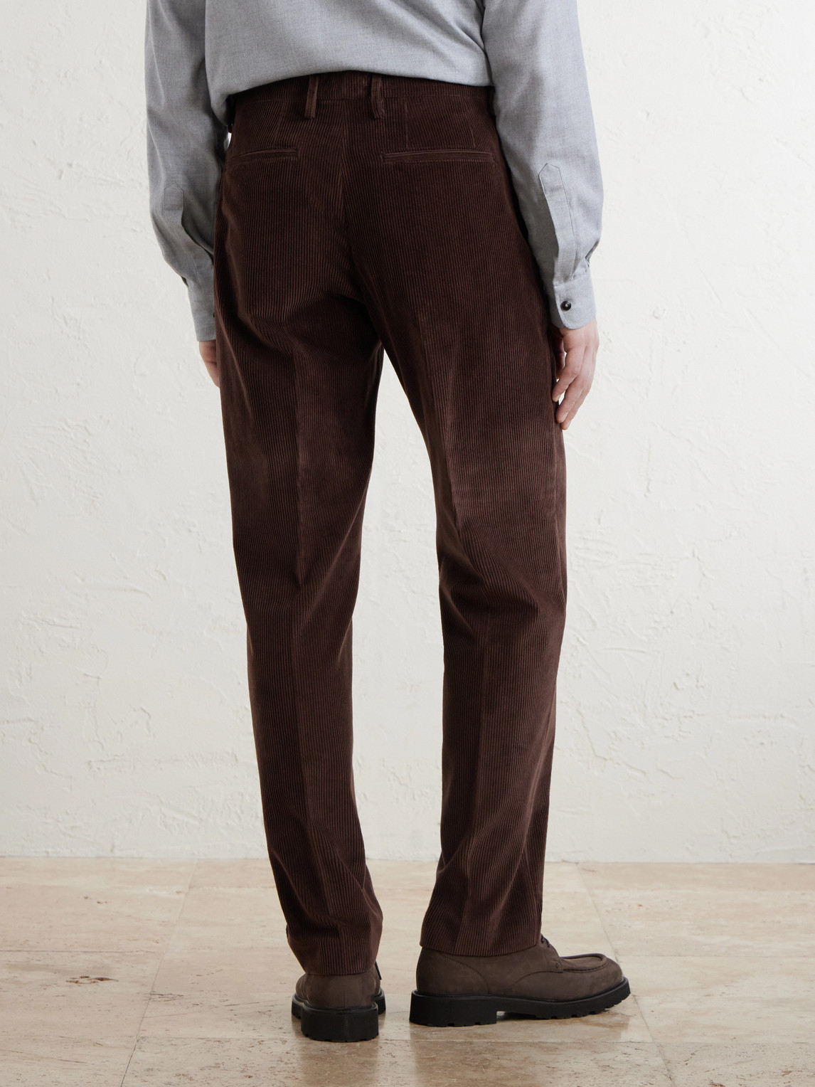 Straight-Leg Pleated Cotton- Corduroy