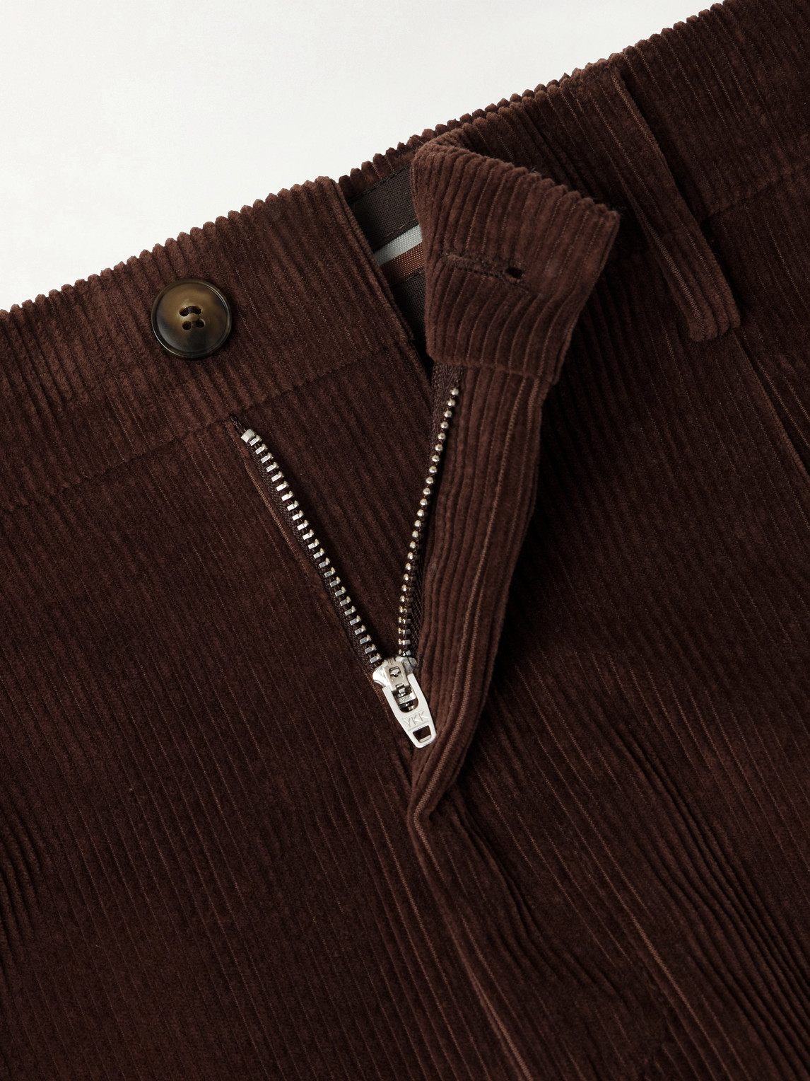Straight-Leg Pleated Cotton- Corduroy