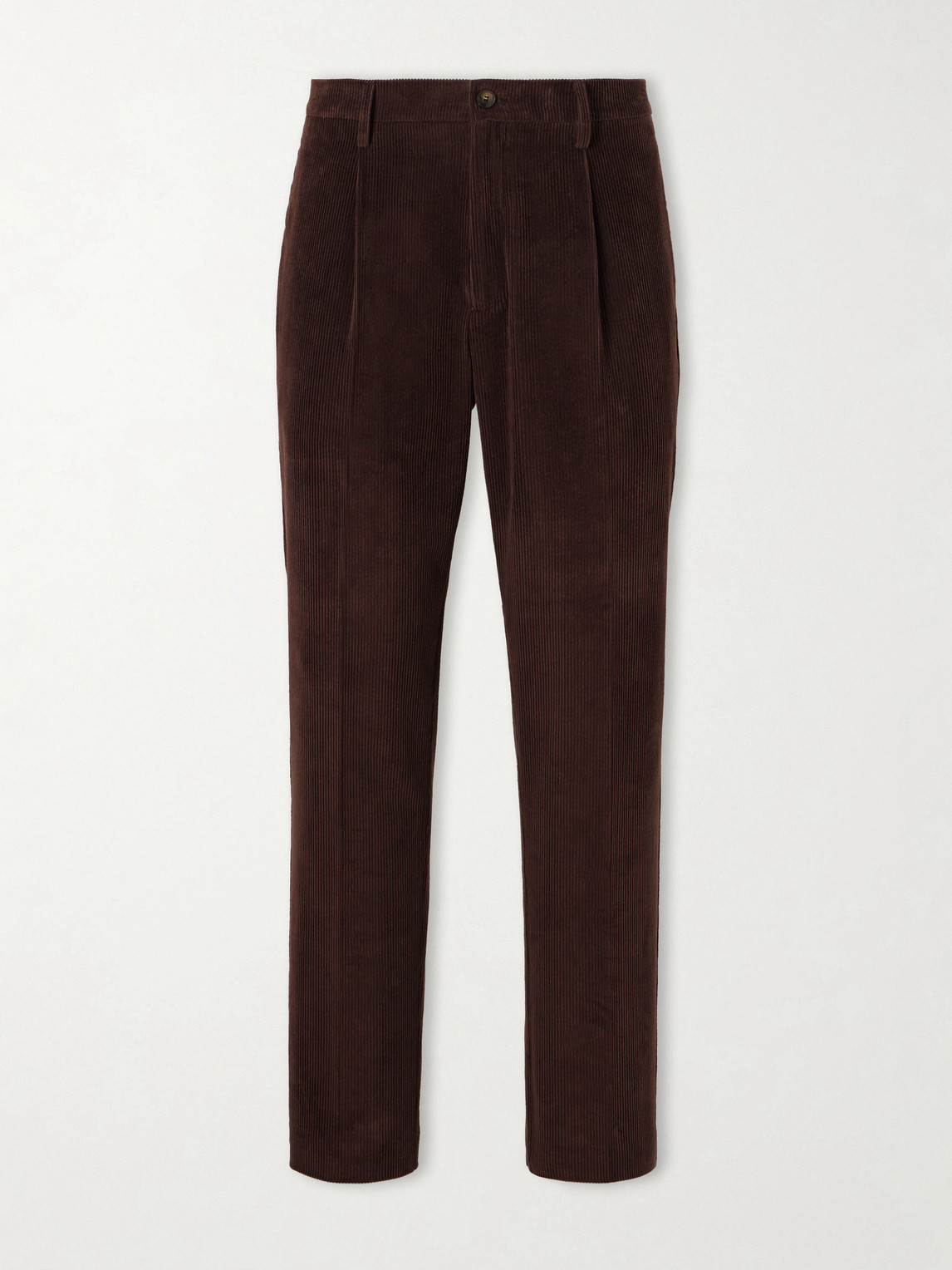 Straight-Leg Pleated Cotton- Corduroy