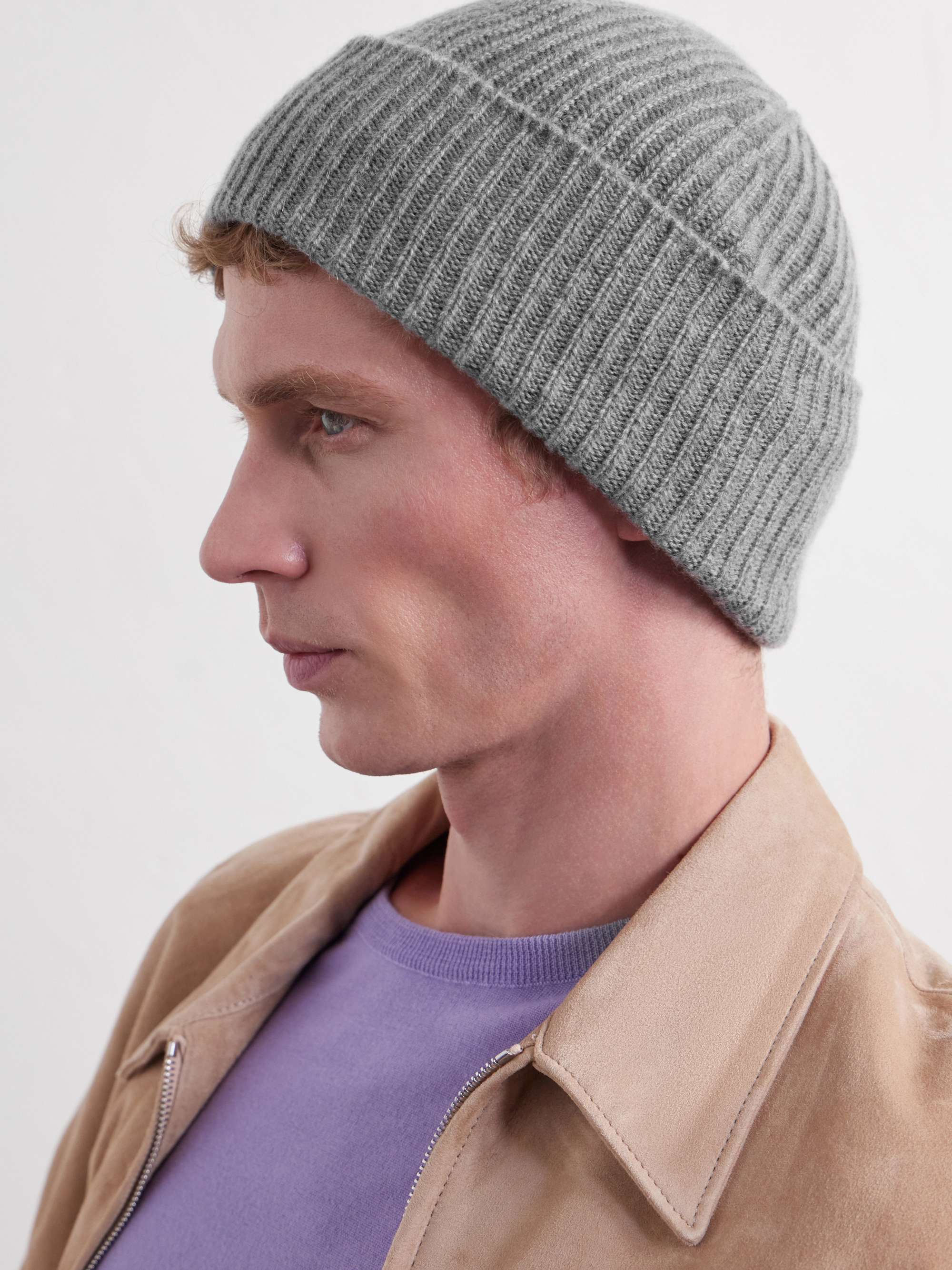 ANDERSON & SHEPPARD Ribbed Mélange Cashmere Beanie