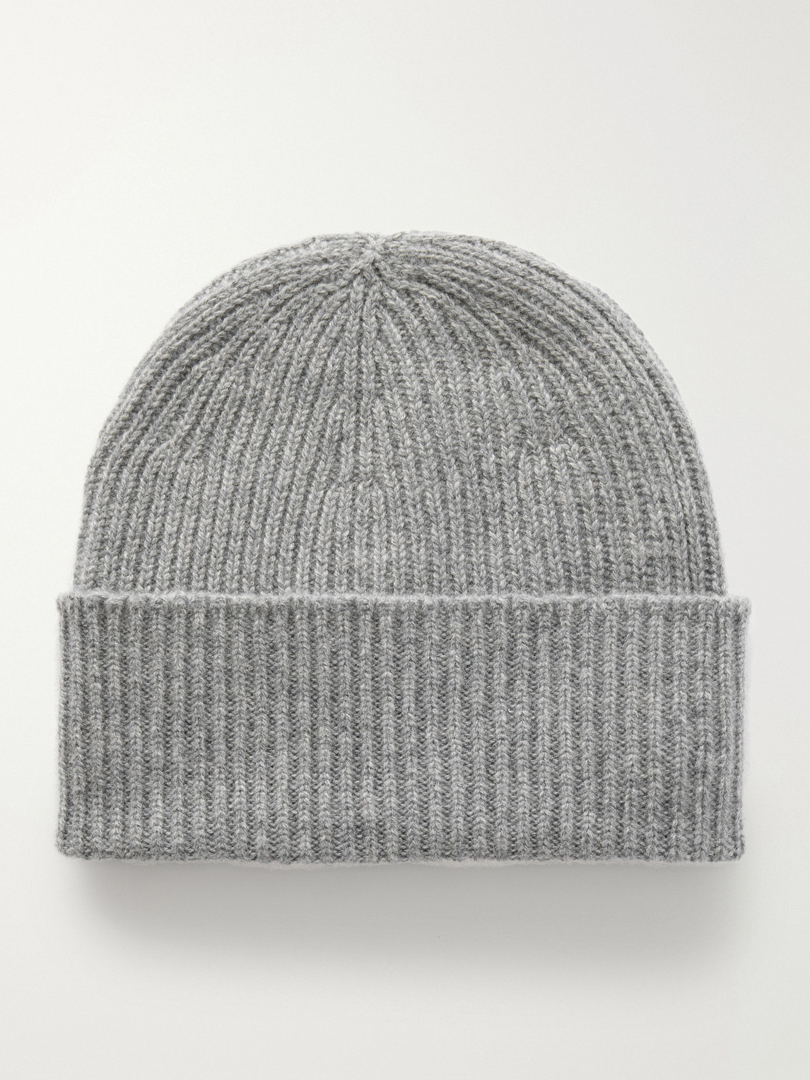 Anderson & Sheppard Ribbed Cashmere Beanie In Gray