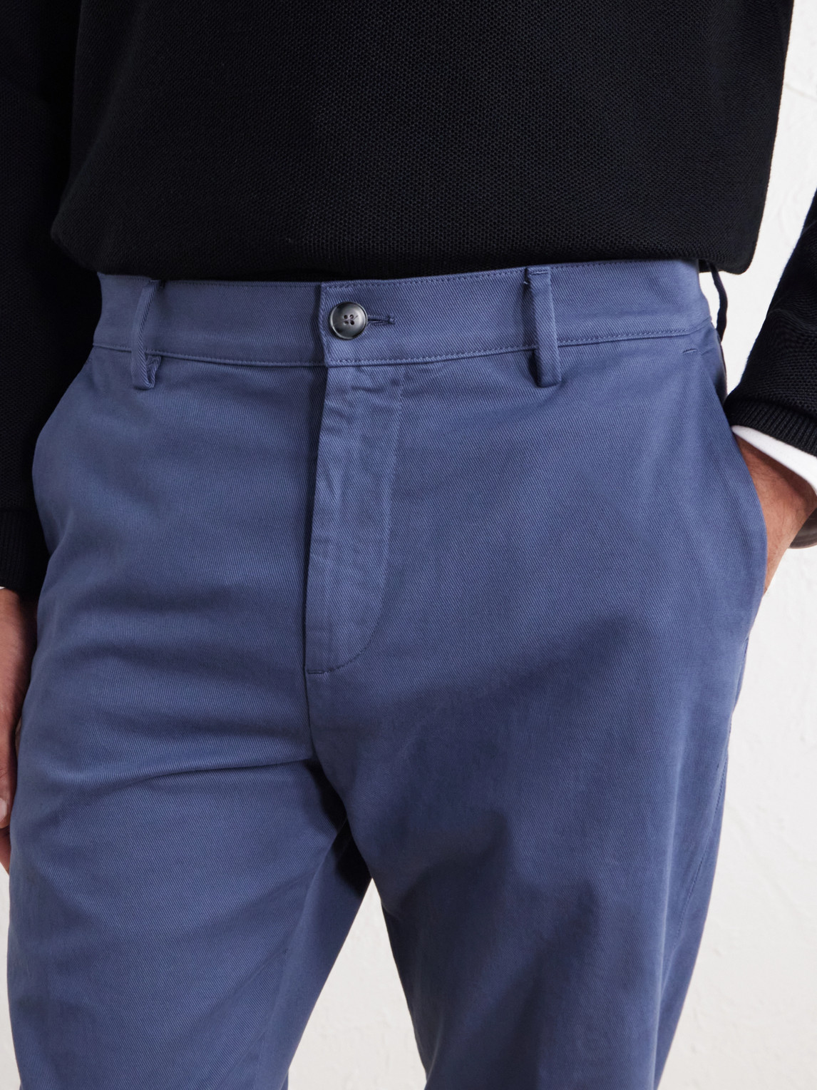 Straight-Leg Stretch-Cotton Gabardine Trousers