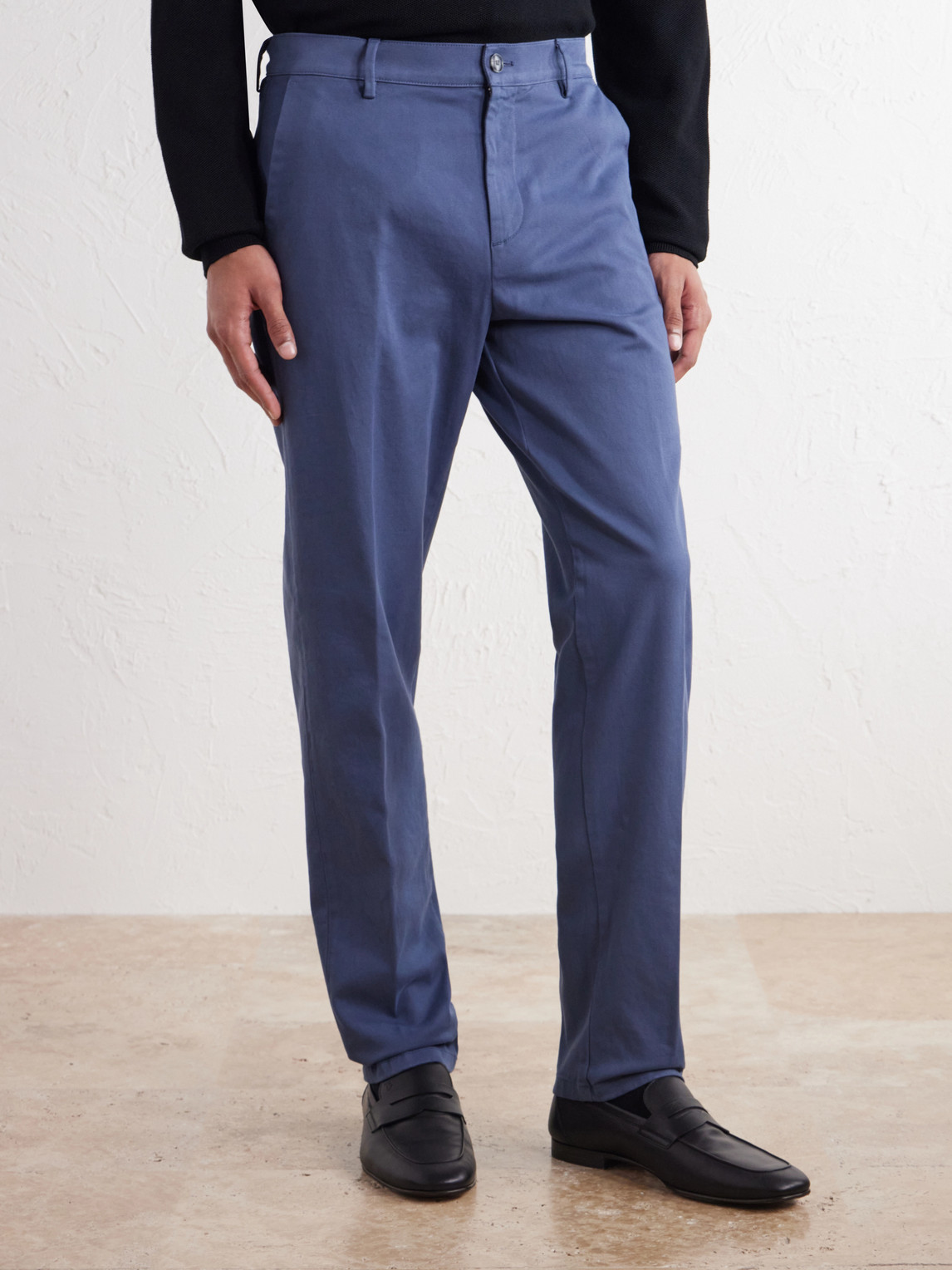 Straight-Leg Stretch-Cotton Gabardine Trousers