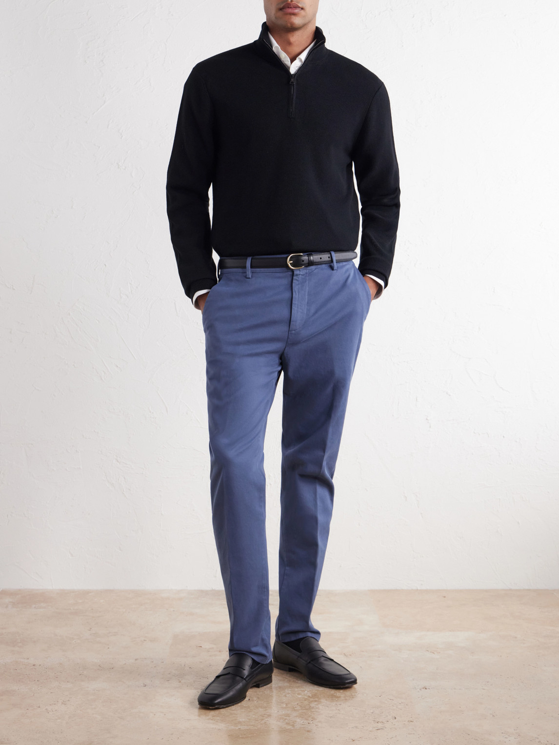 Straight-Leg Stretch-Cotton Gabardine Trousers