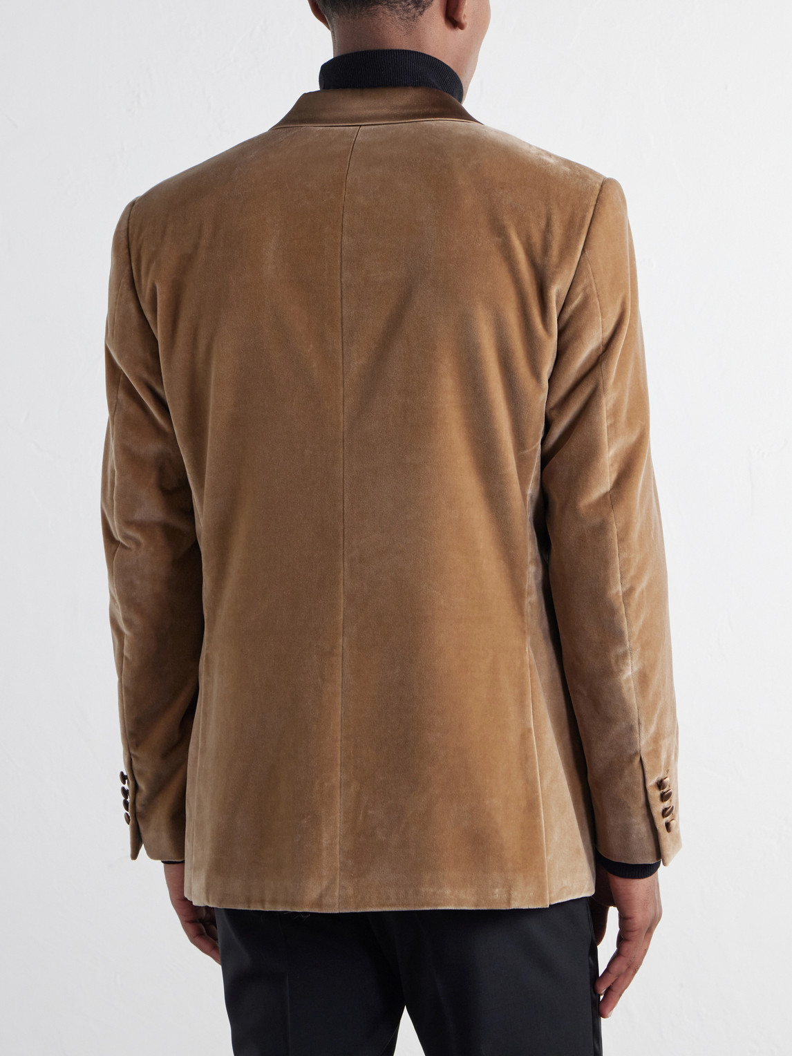 Shawl-Collar Satin-Trimmed Cotton-Velvet Tuxedo Jacket