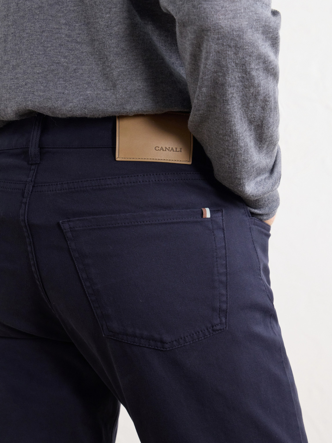 Straight-Leg Stretch-Cotton Gabardine Trousers Slim-Fit