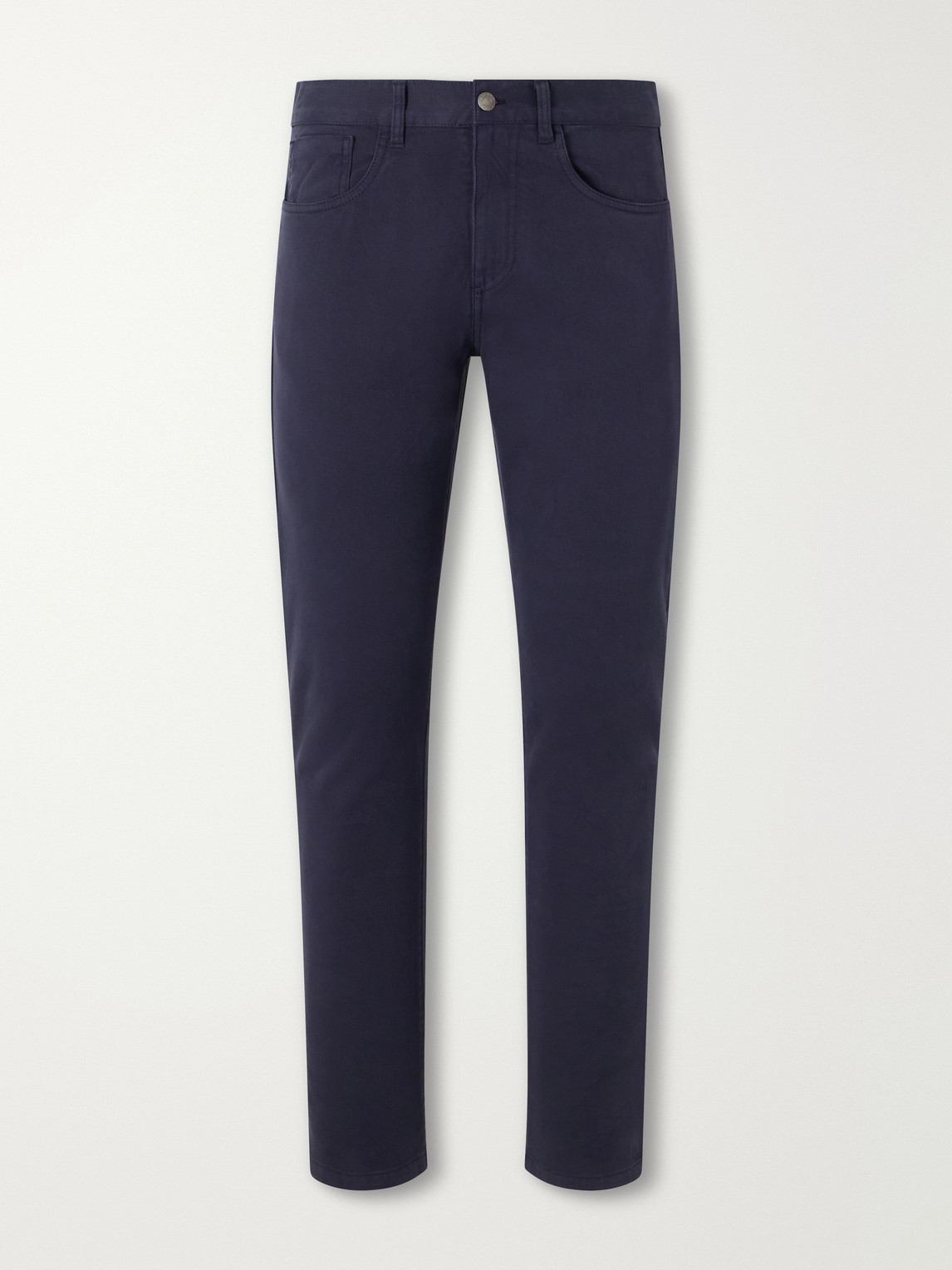 Straight-Leg Stretch-Cotton Gabardine Trousers Slim-Fit