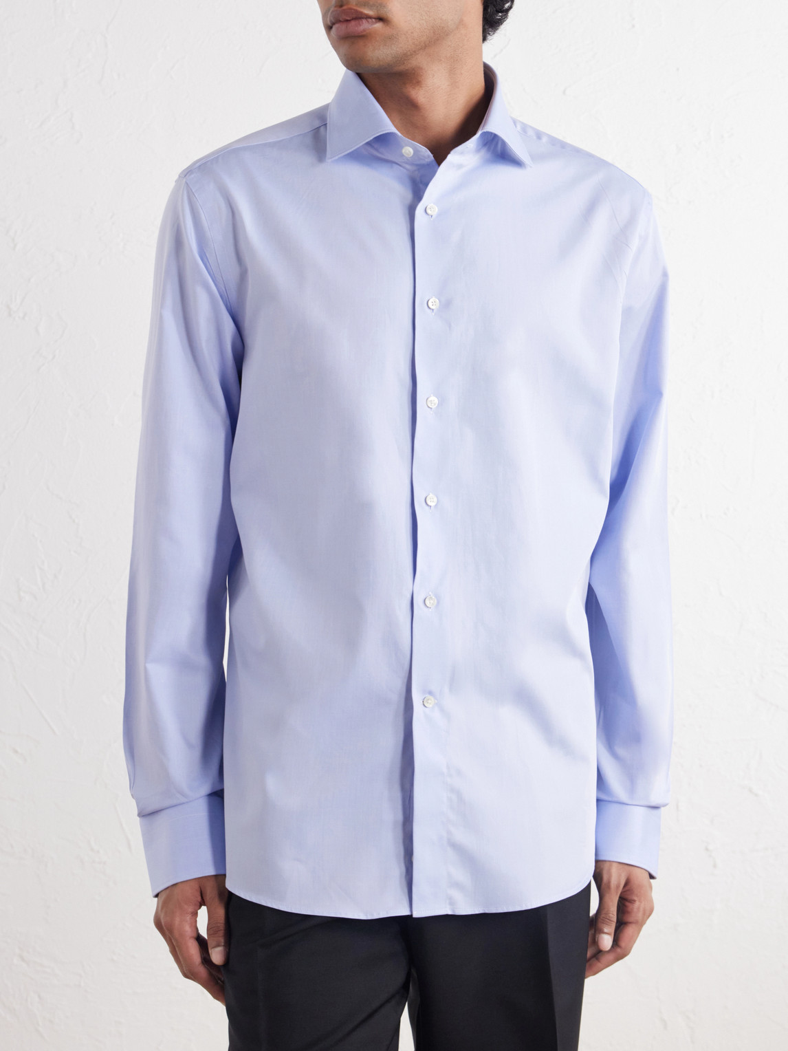 Impeccabile Cutaway-Collar Cotton-Poplin Shirt