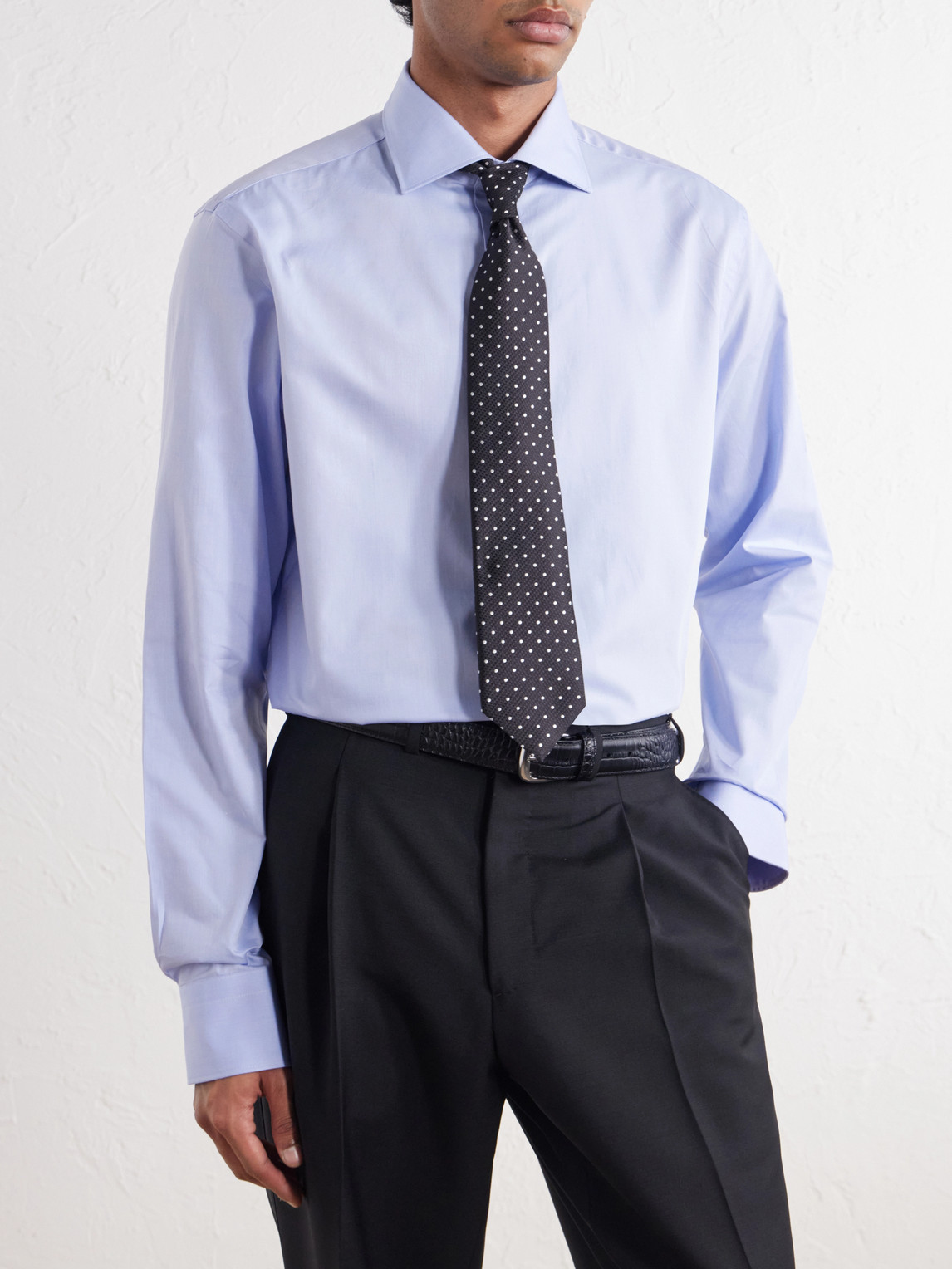 Impeccabile Cutaway-Collar Cotton-Poplin Shirt