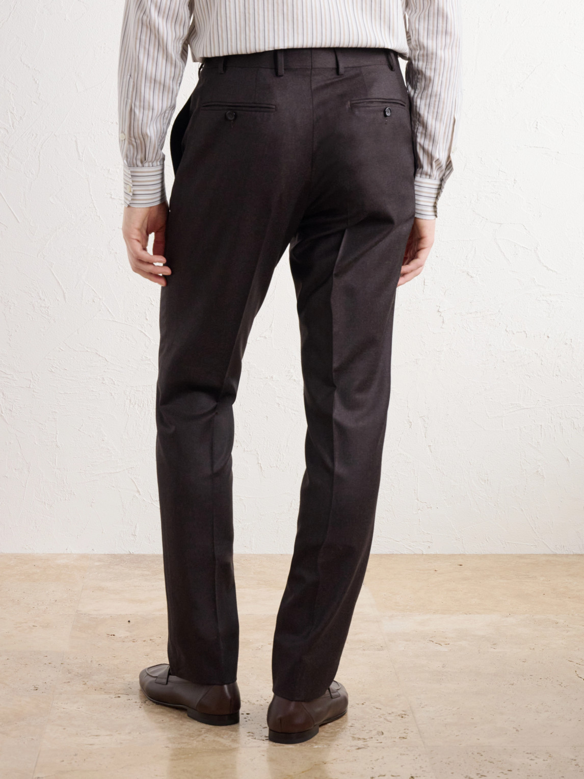 Tapered Wool-Flannel Suit Trousers Slim-Fit