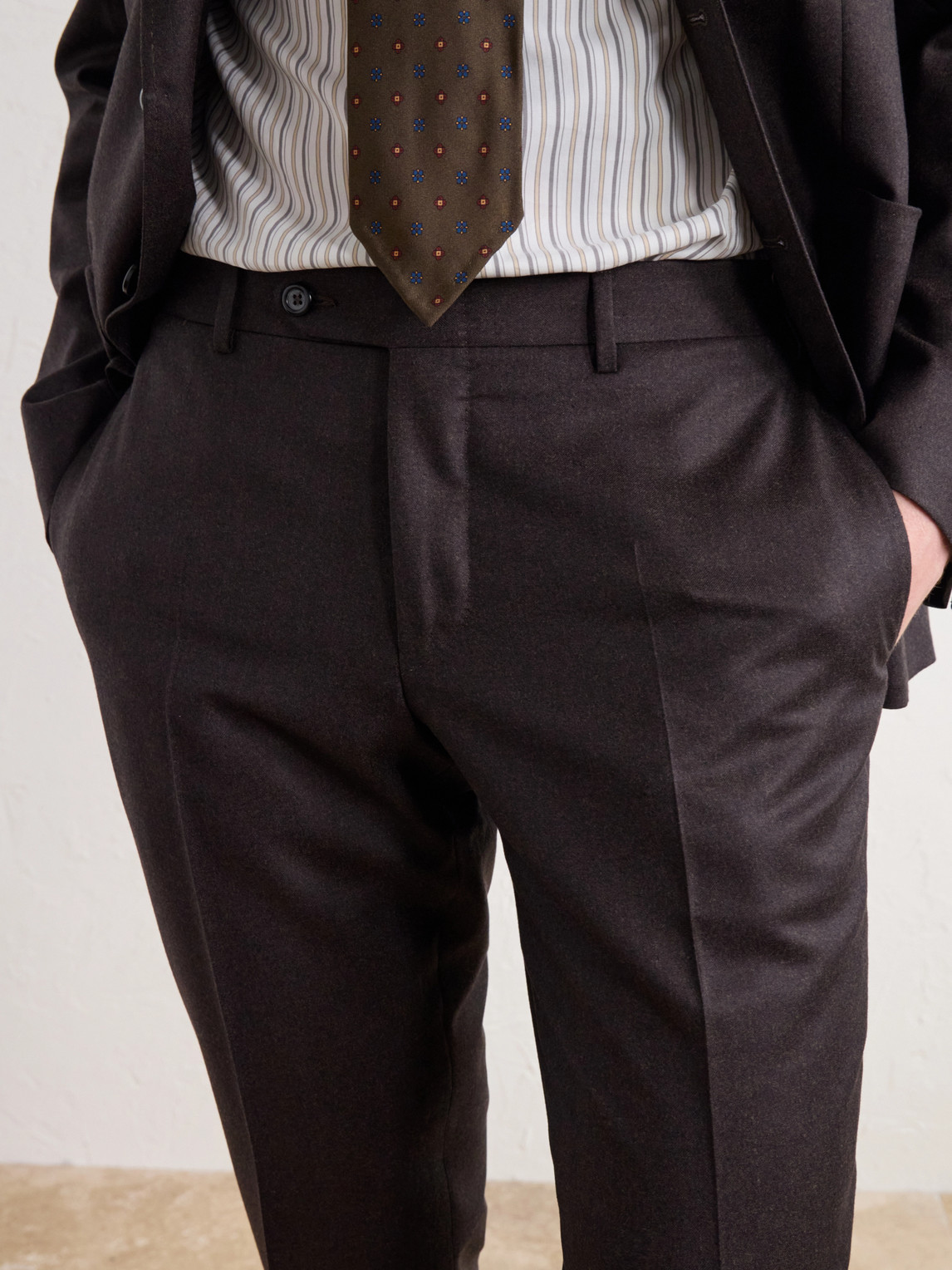 Tapered Wool-Flannel Suit Trousers Slim-Fit