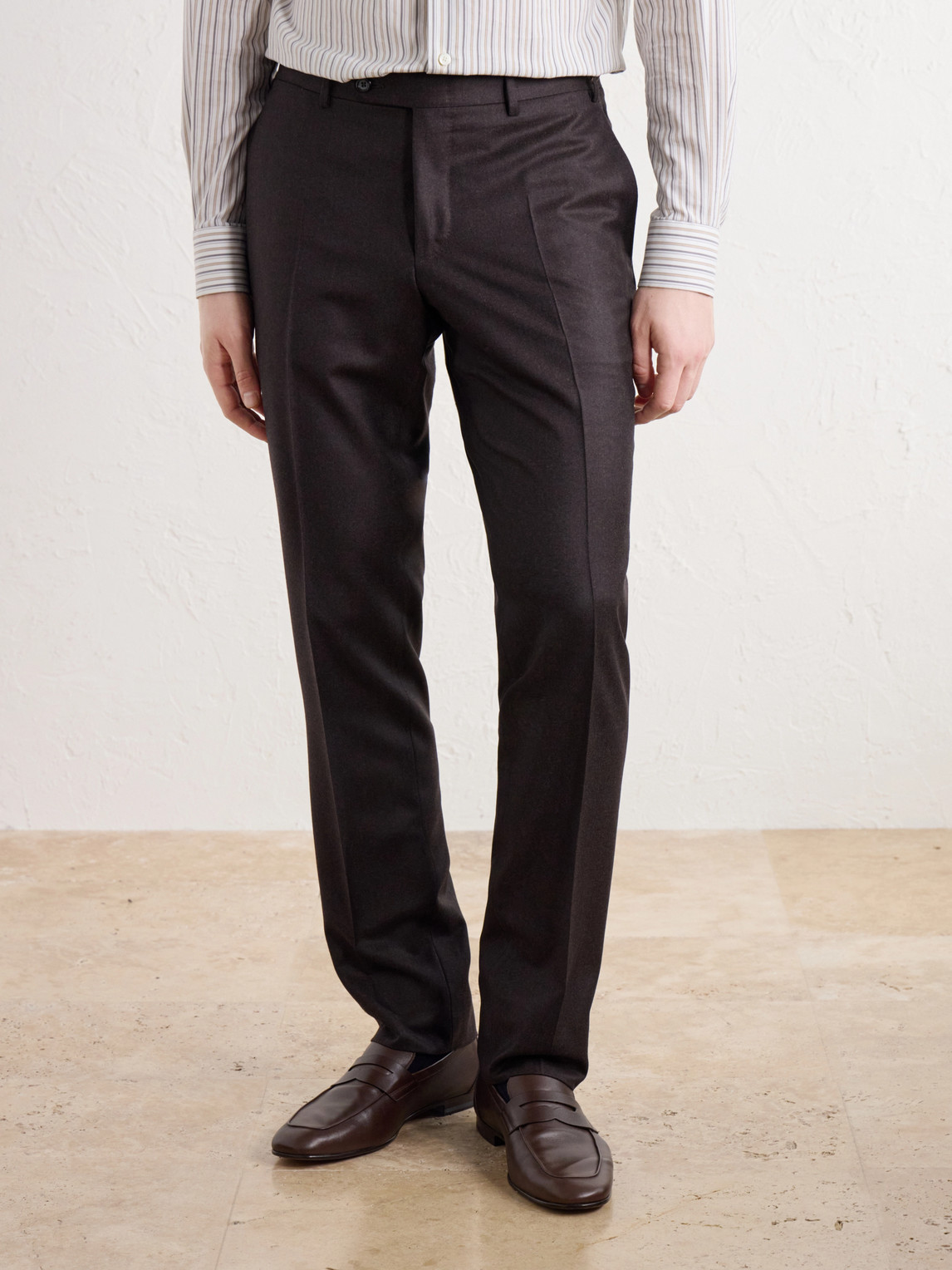 Tapered Wool-Flannel Suit Trousers Slim-Fit