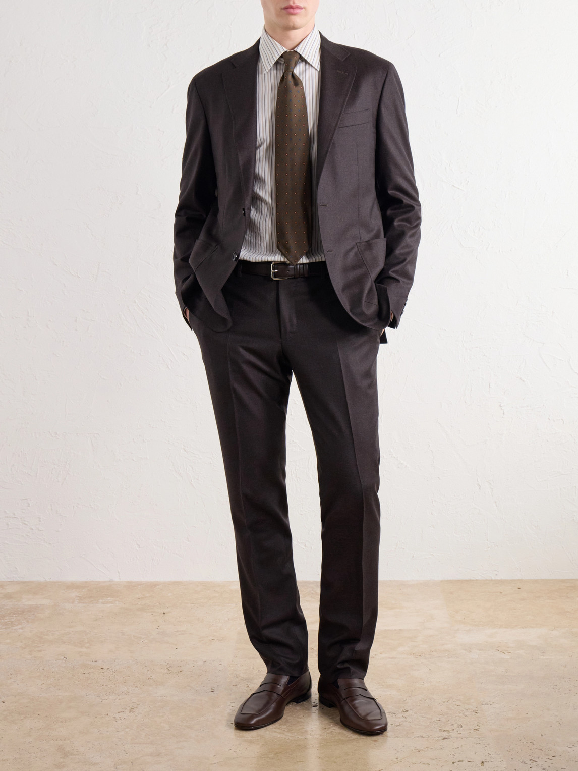 Tapered Wool-Flannel Suit Trousers Slim-Fit