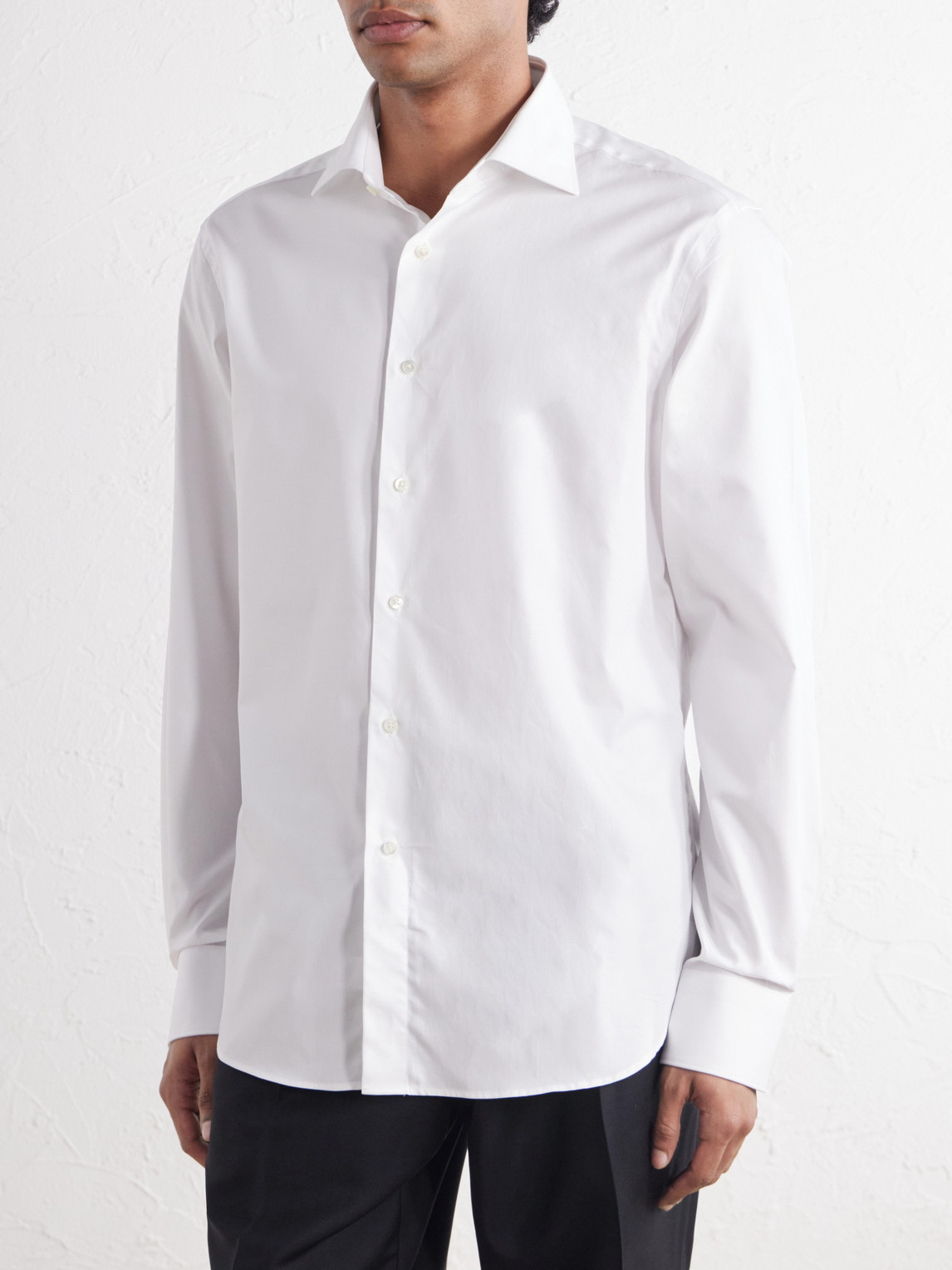 Impeccabile Cutaway-Collar Cotton-Poplin Shirt