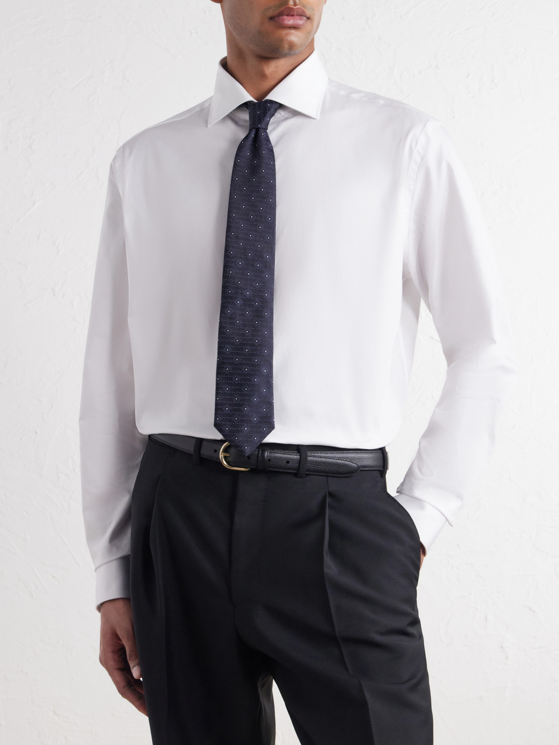 Impeccabile Cutaway-Collar Cotton-Poplin Shirt