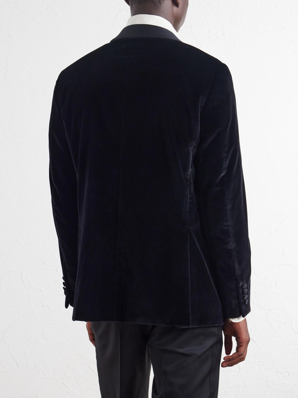 Shawl-Collar Satin-Trimmed Cotton-Velvet Tuxedo Jacket