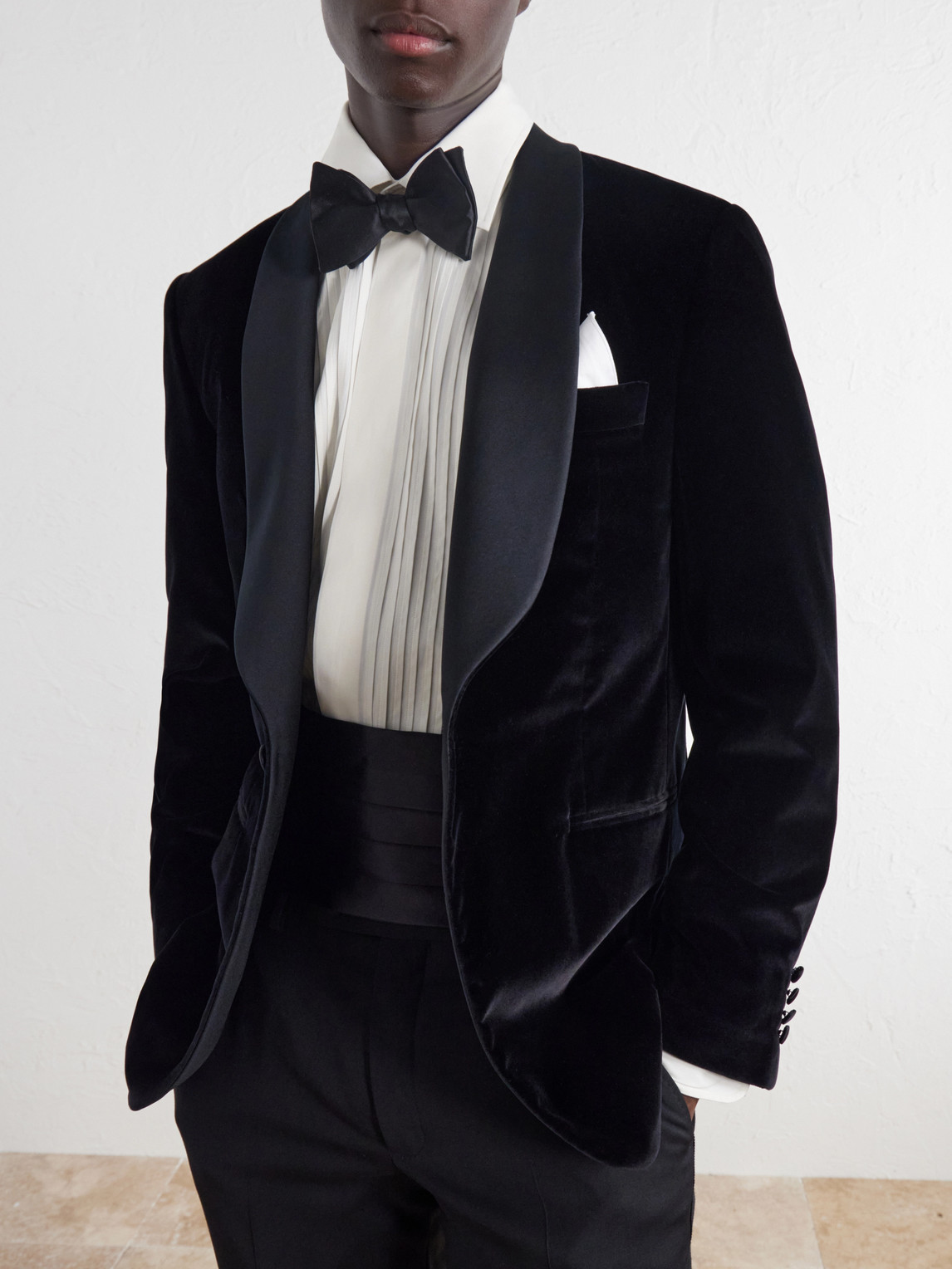 Shawl-Collar Satin-Trimmed Cotton-Velvet Tuxedo Jacket
