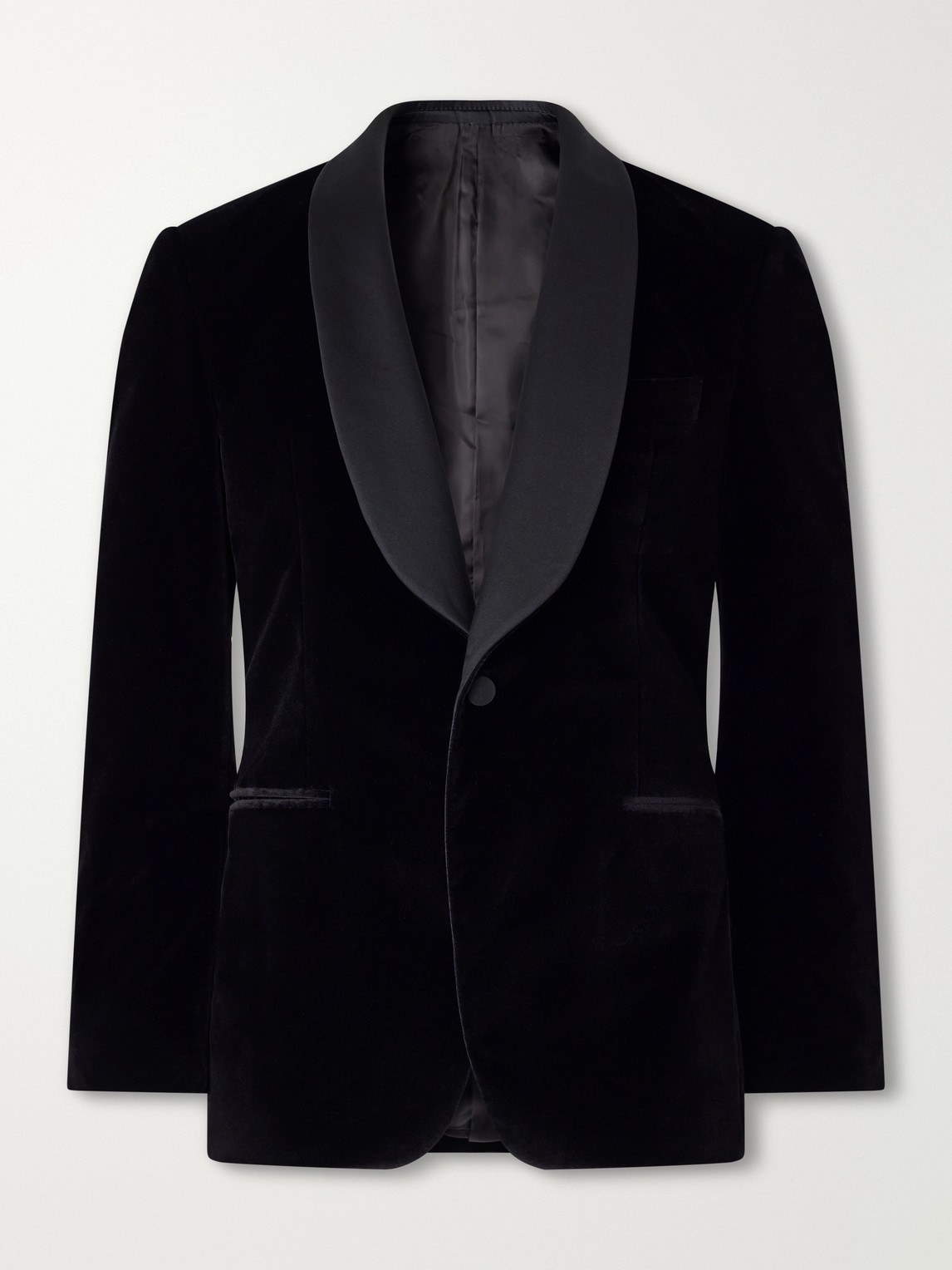 Shawl-Collar Satin-Trimmed Cotton-Velvet Tuxedo Jacket