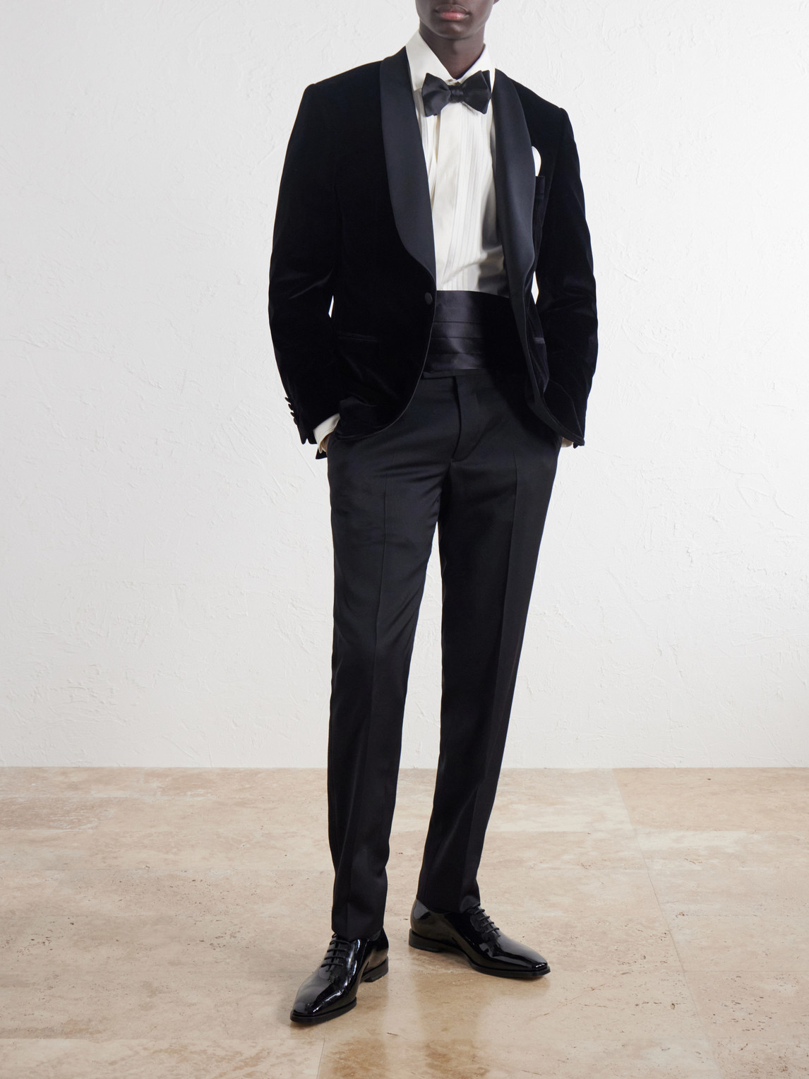 Shawl-Collar Satin-Trimmed Cotton-Velvet Tuxedo Jacket