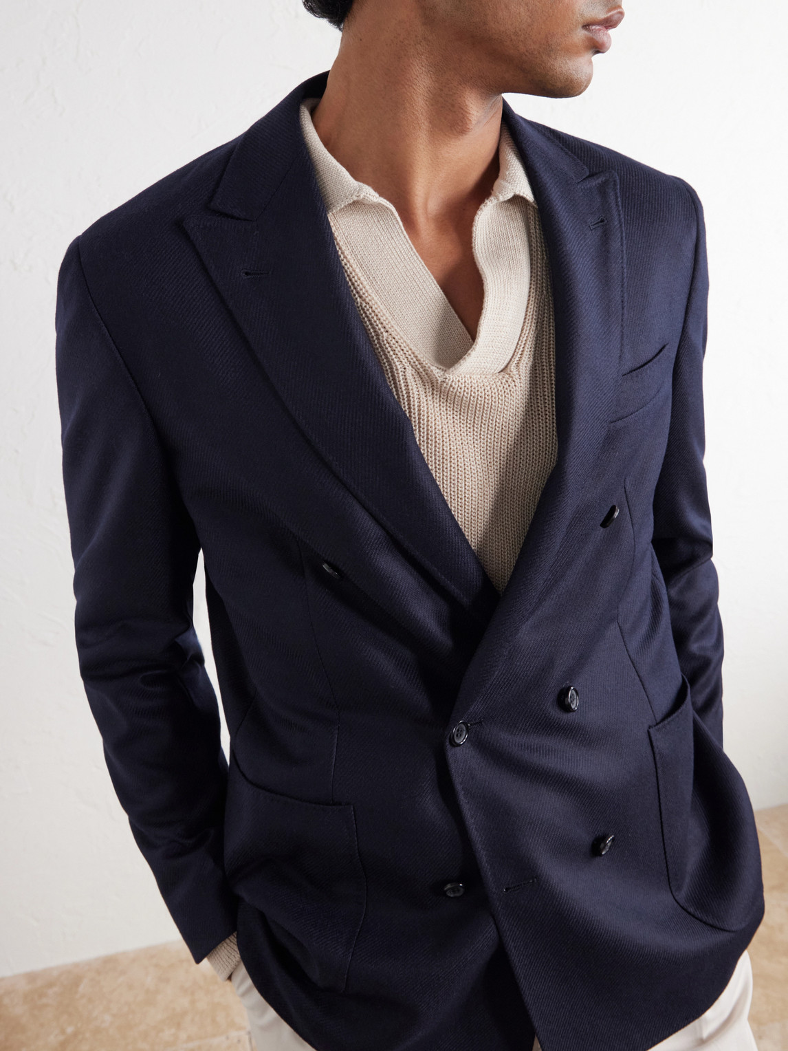 Kei Double-Breasted Wool And Silk-Blend Blazer