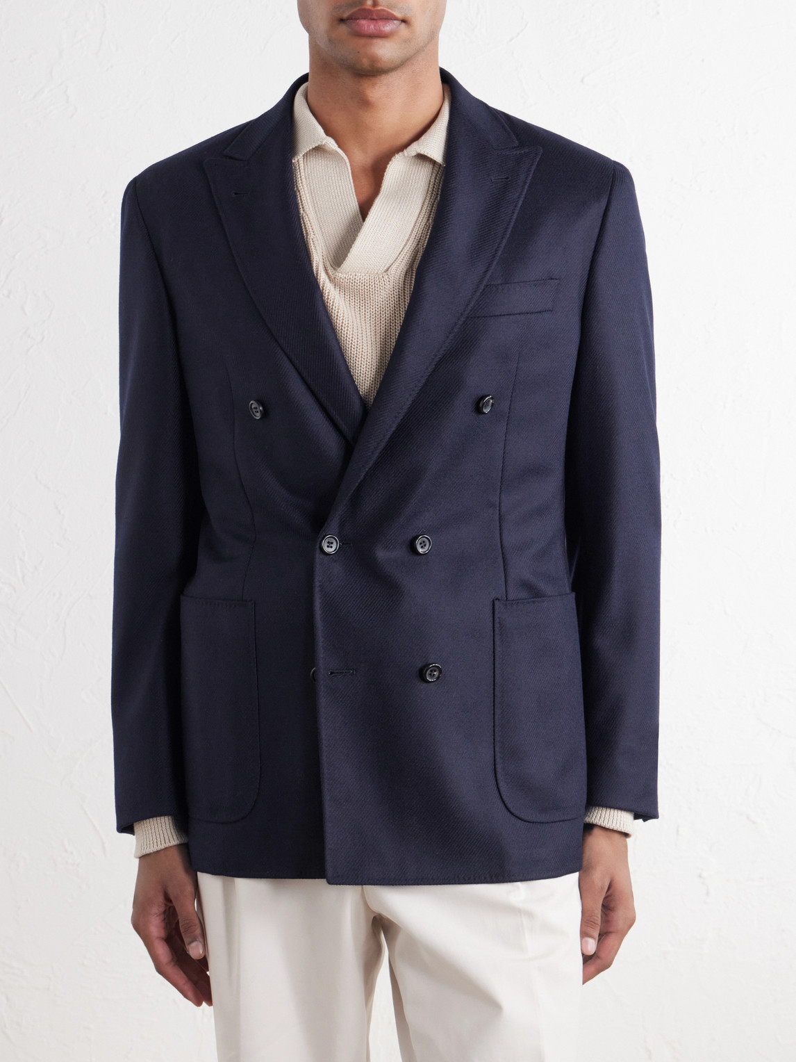 Kei Double-Breasted Wool And Silk-Blend Blazer