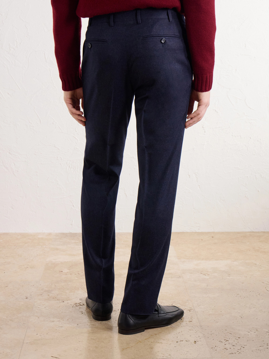 Tapered Wool-Flannel Suit Trousers Slim-Fit