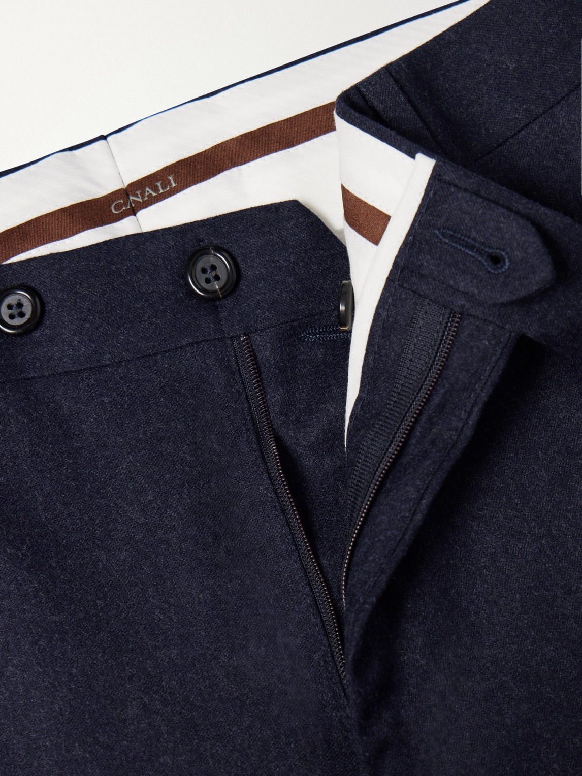 Tapered Wool-Flannel Suit Trousers Slim-Fit