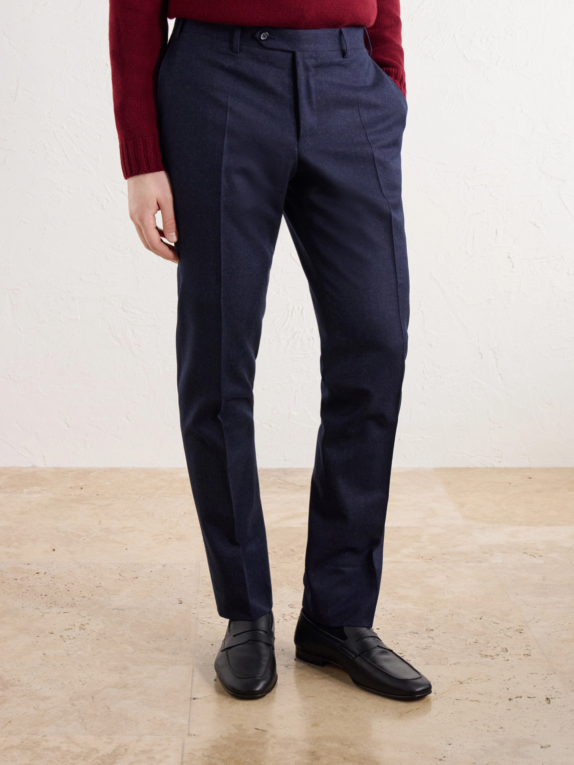 Tapered Wool-Flannel Suit Trousers Slim-Fit