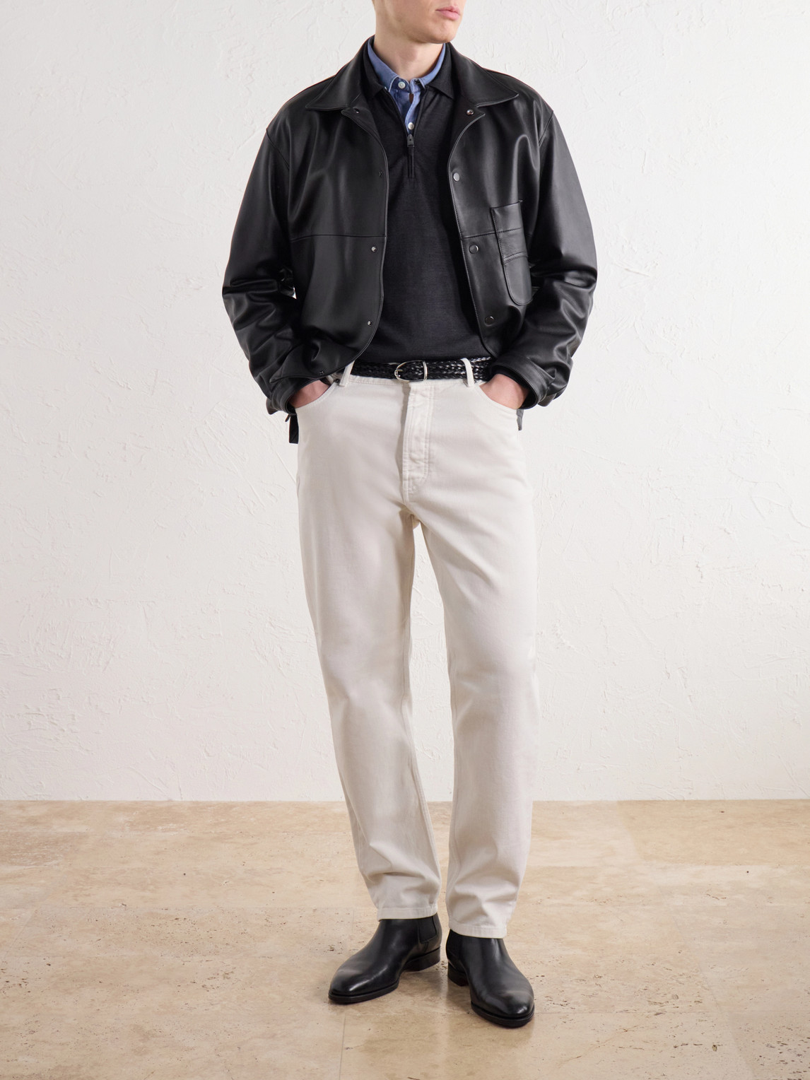 Virgin Wool-Jersey Half-Zip Polo Shirt